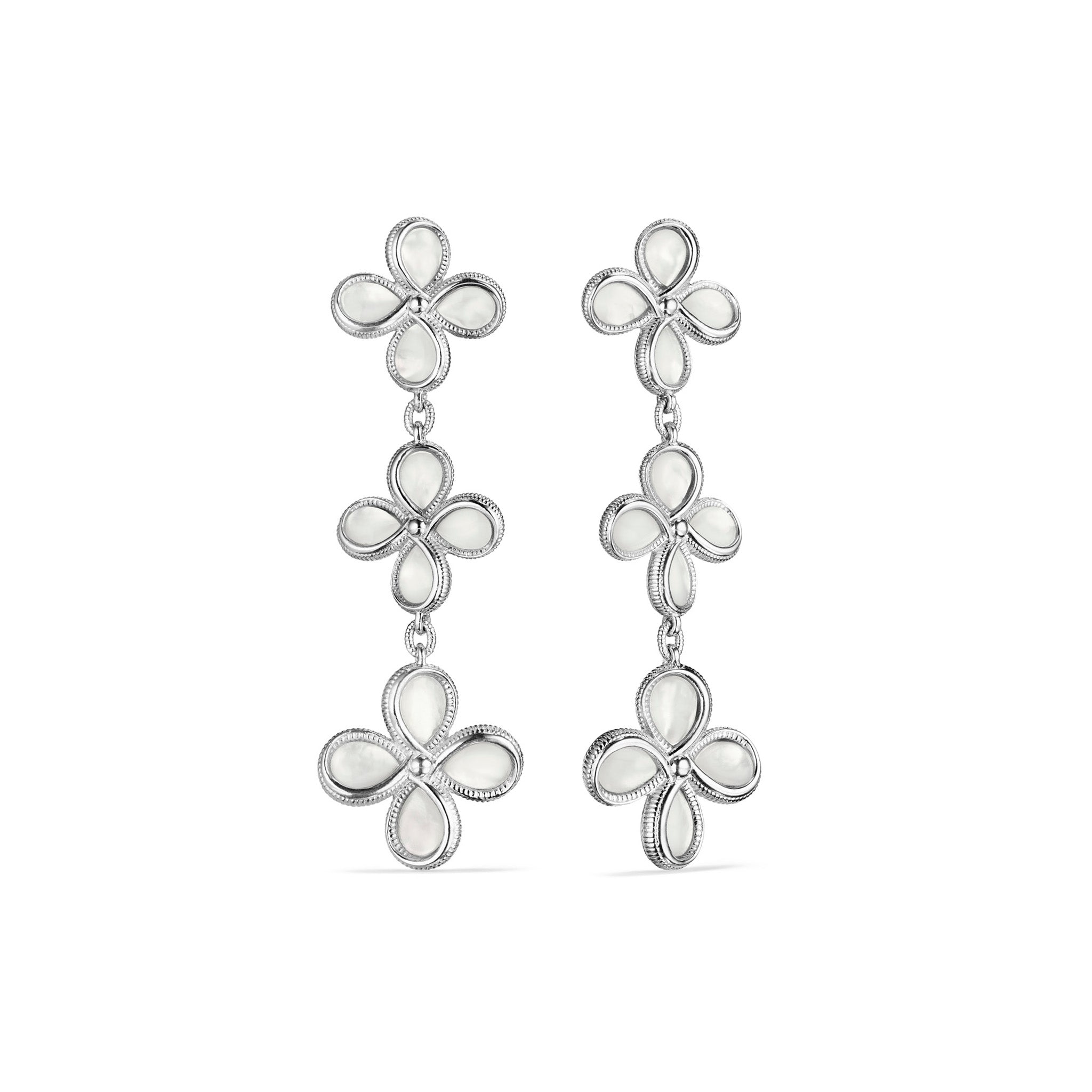 Jardin Triple Drop Earrings With Mother Of Pearl