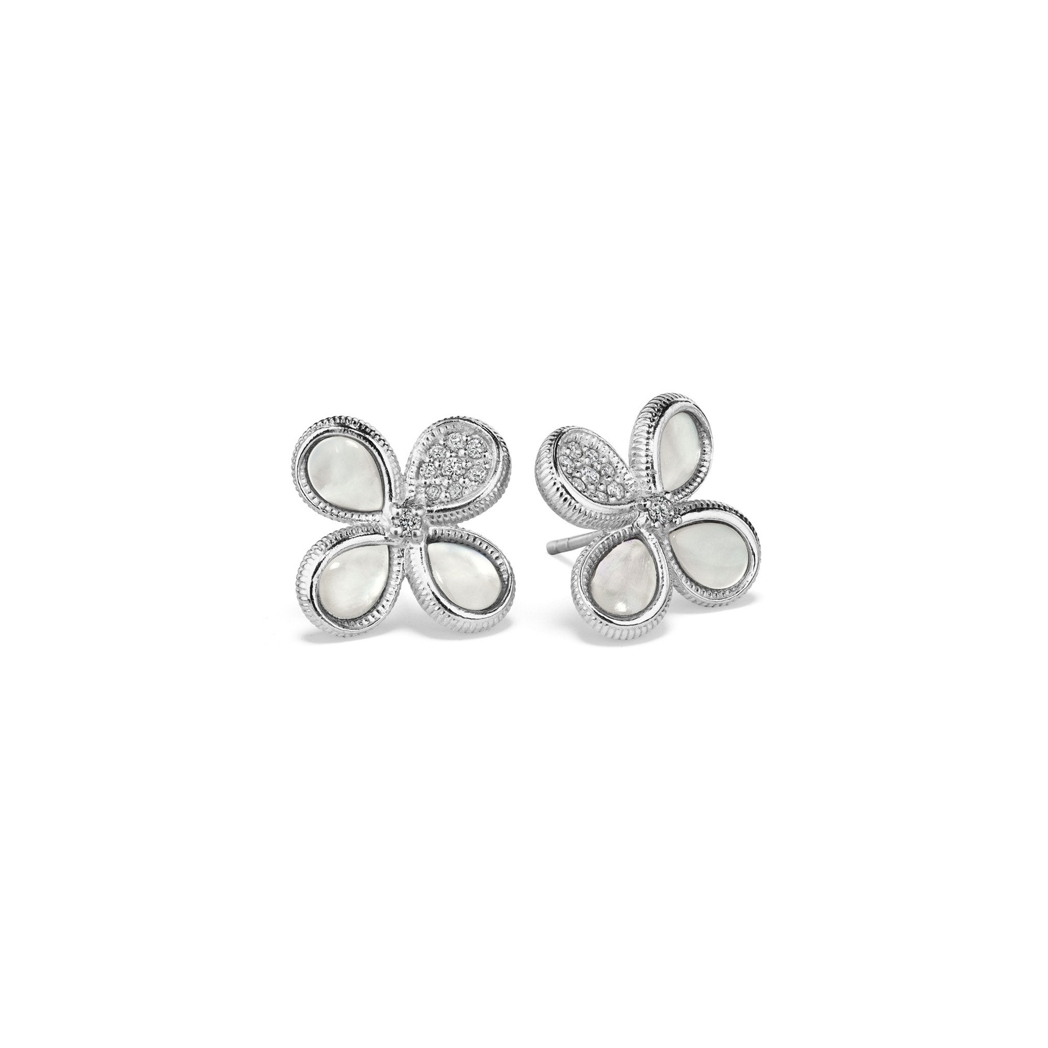 Jardin Stud Earrings With Mother Of Pearl And Diamonds