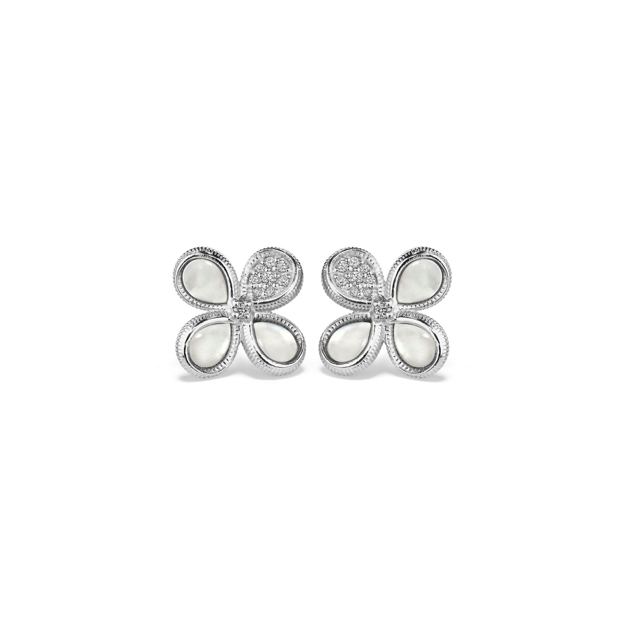 Jardin Stud Earrings with Mother of Pearl and Diamonds
