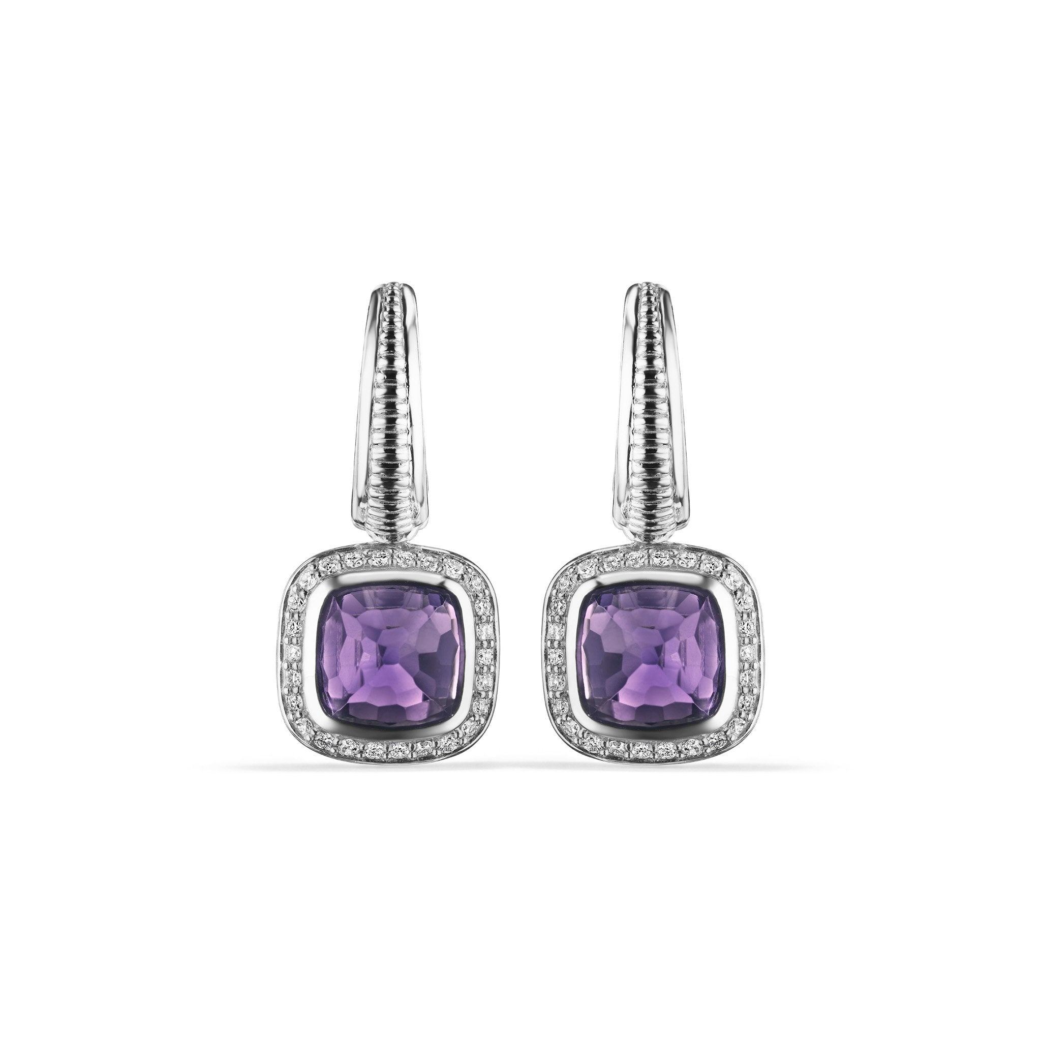 Cassandre Drop Earrings with Amethyst and Diamonds
