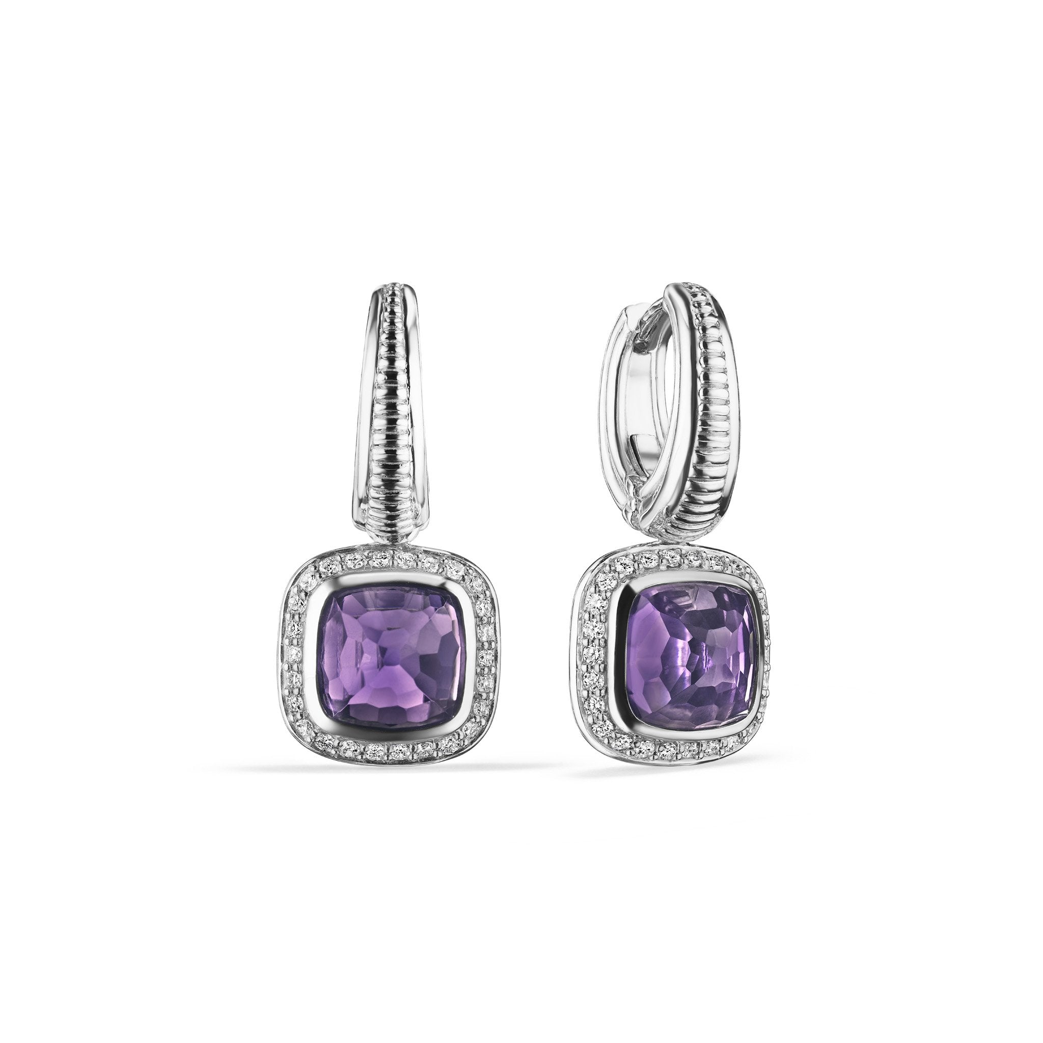 Cassandre Drop Earrings With Amethyst And Diamonds