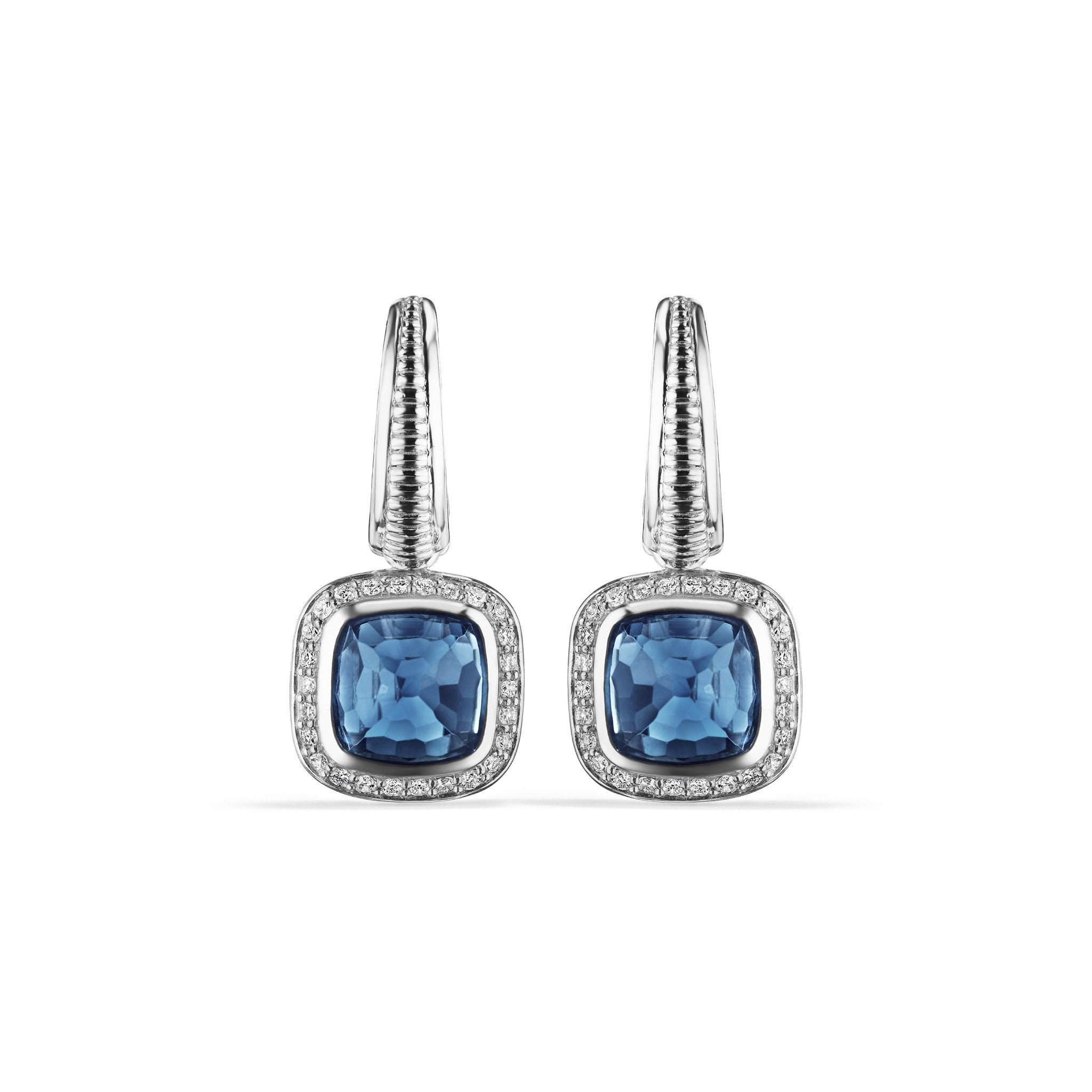 Cassandre Drop Earrings with London Blue Topaz and Diamonds