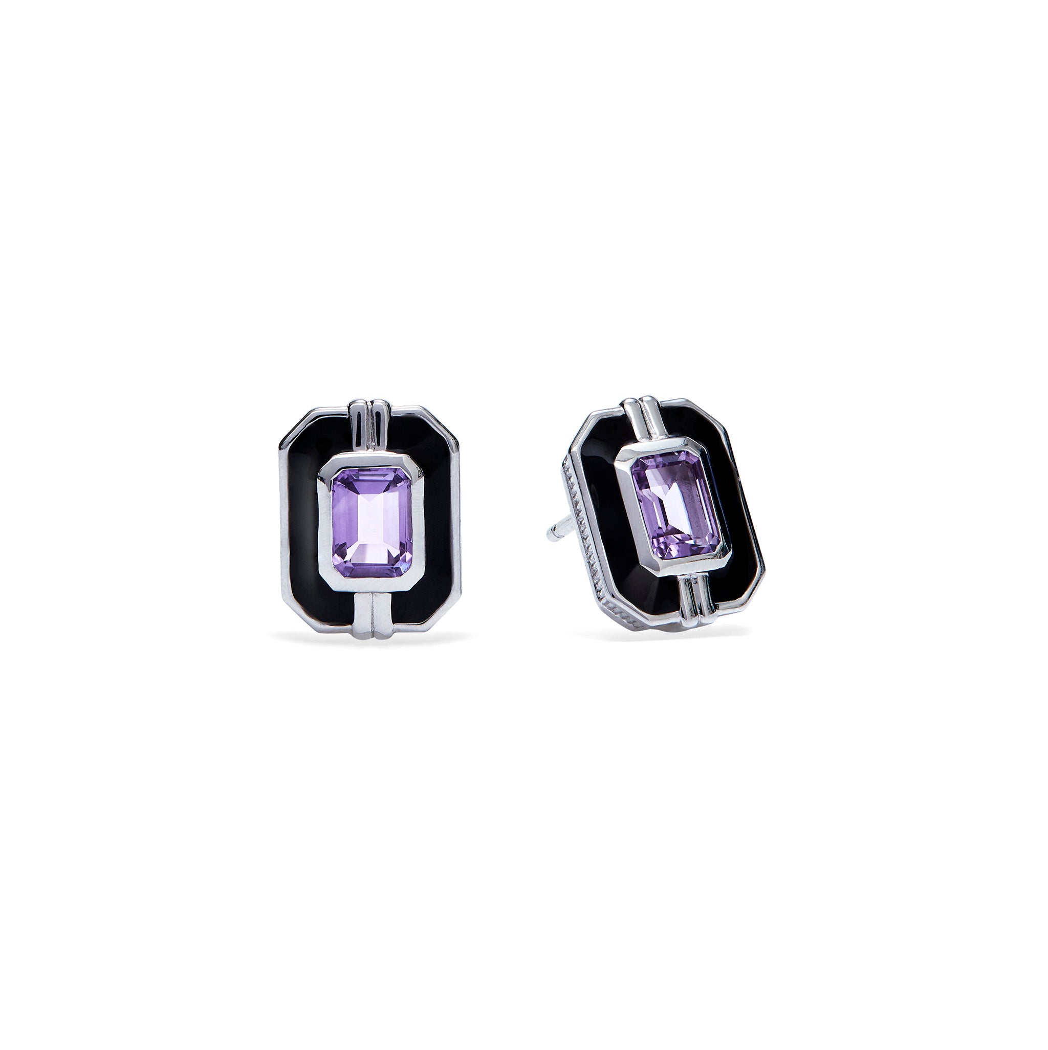 Adrienne Stud Earrings With Enamel And Amethyst