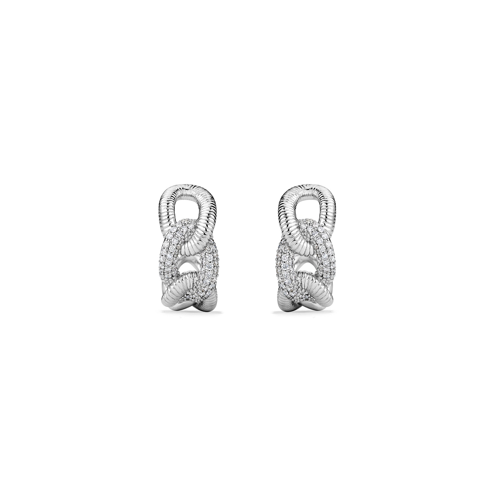 Eternity Interlocking Link Hoop Earrings with Diamonds