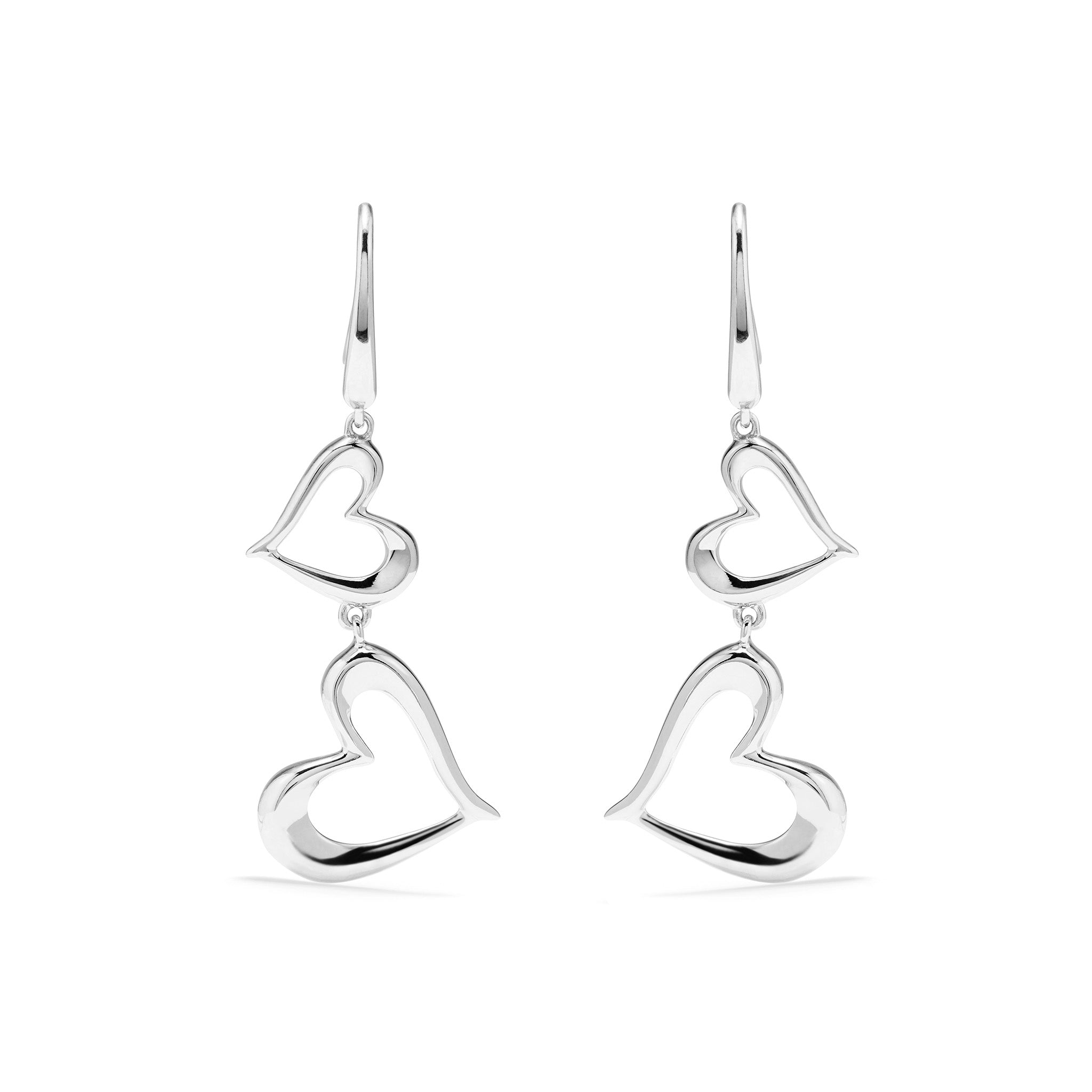 Eros Double Open Heart Drop Earrings