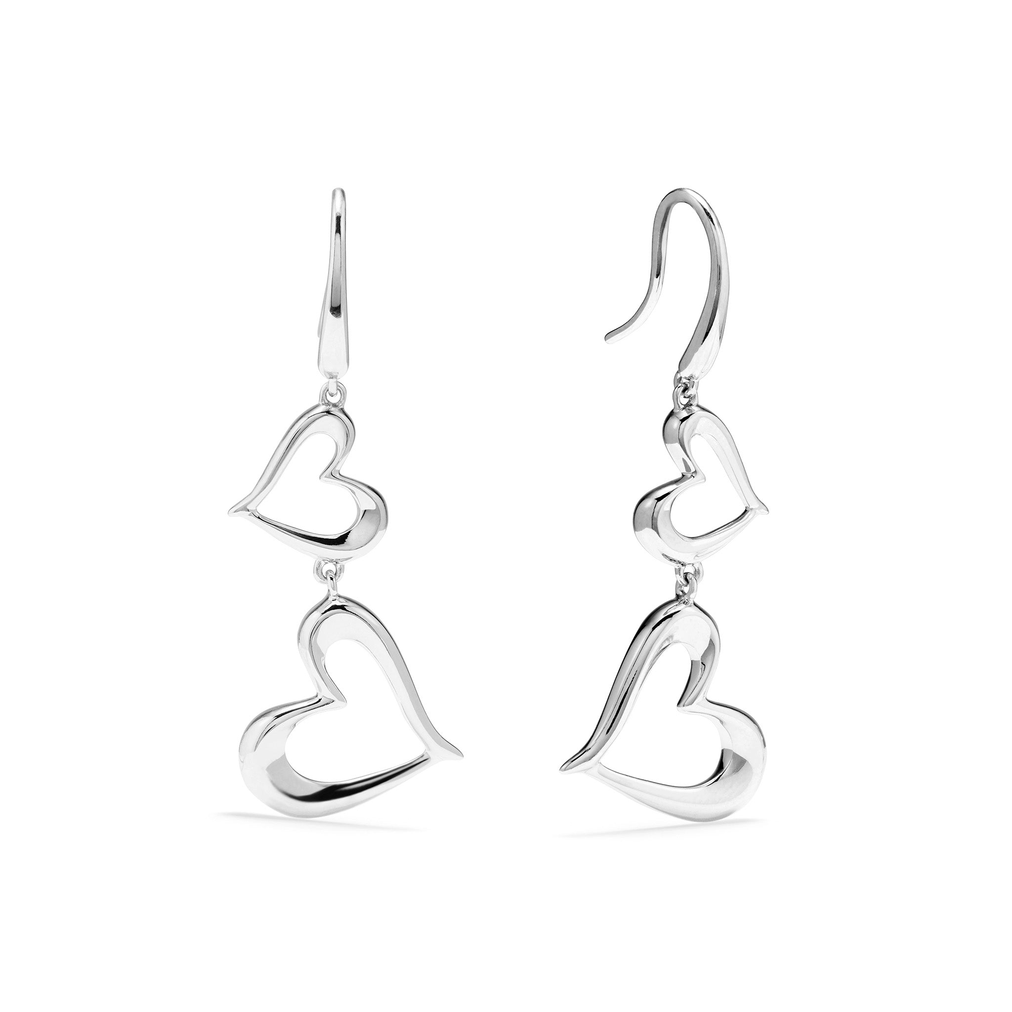 Eros Double Open Heart Drop Earrings