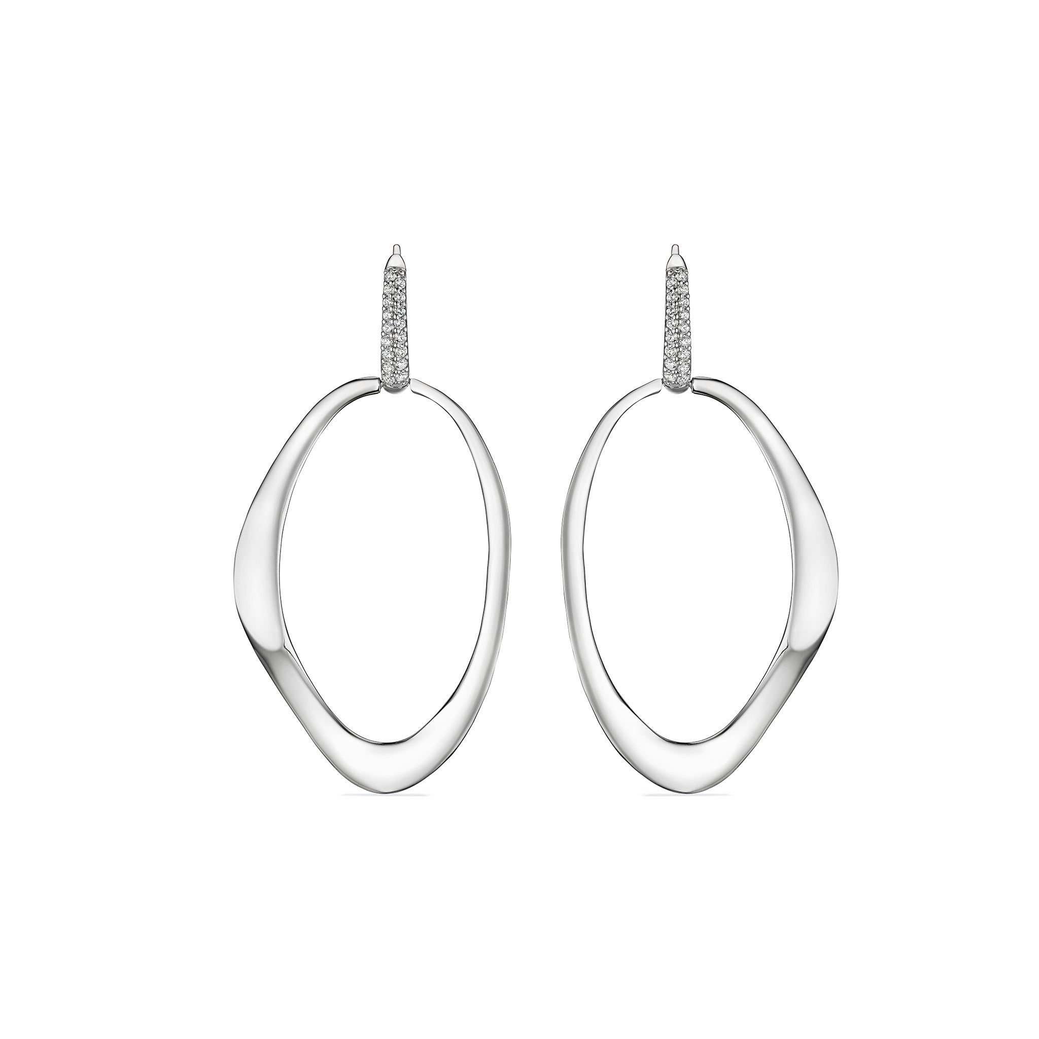 Gaia Drop Hoop Earrings with Diamonds