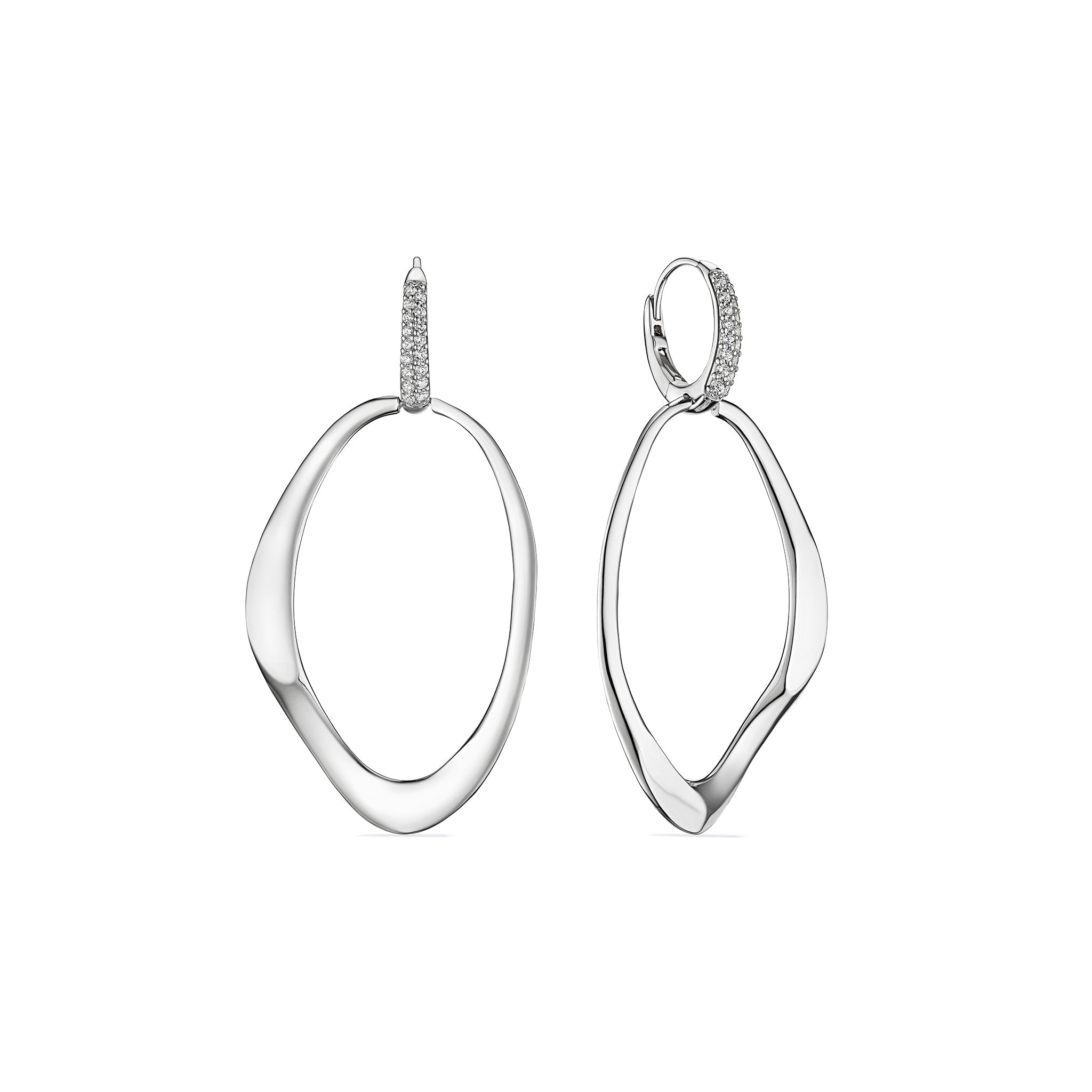 Gaia Drop Hoop Earrings With Diamonds