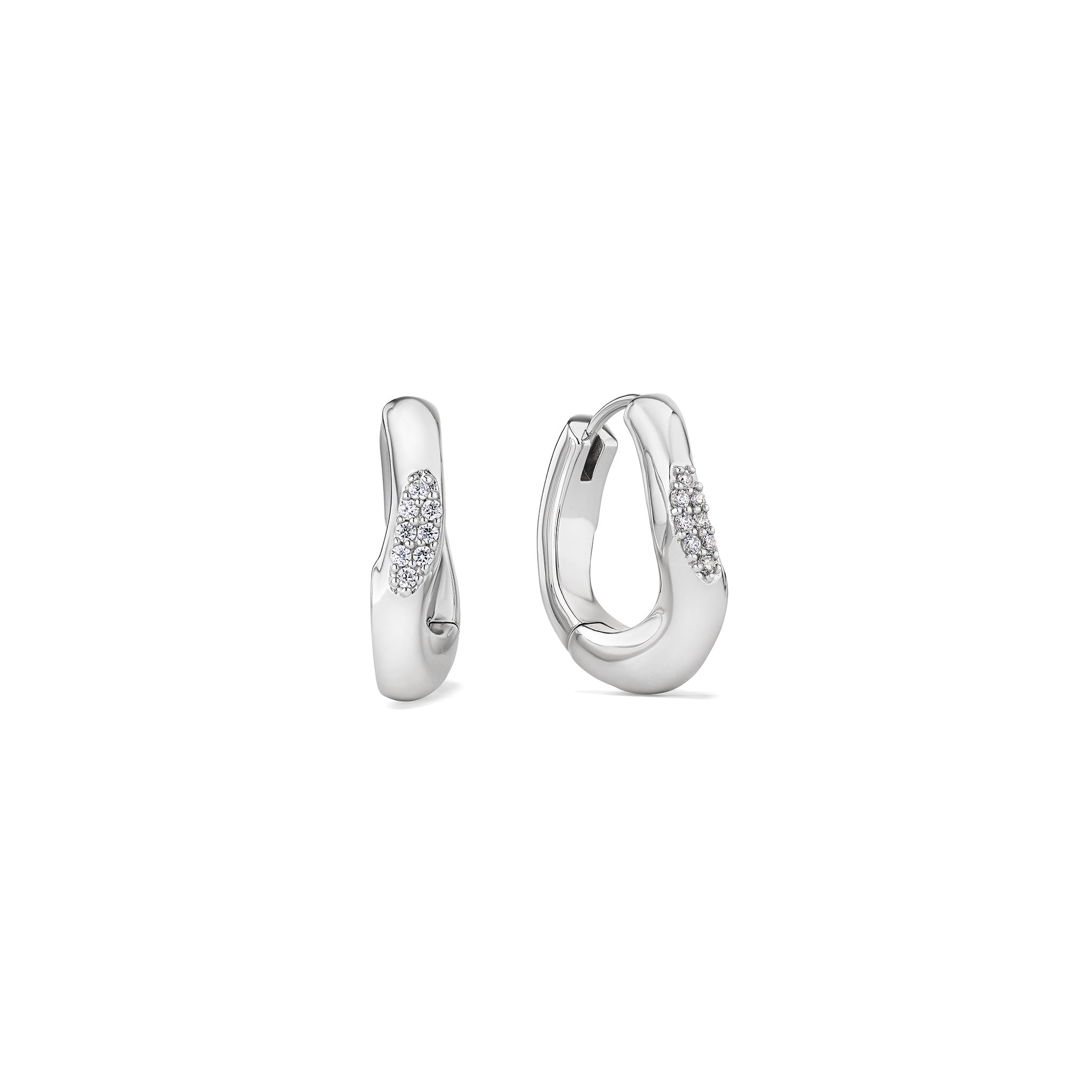 Gaia Huggie Hoop Earrings With Diamonds