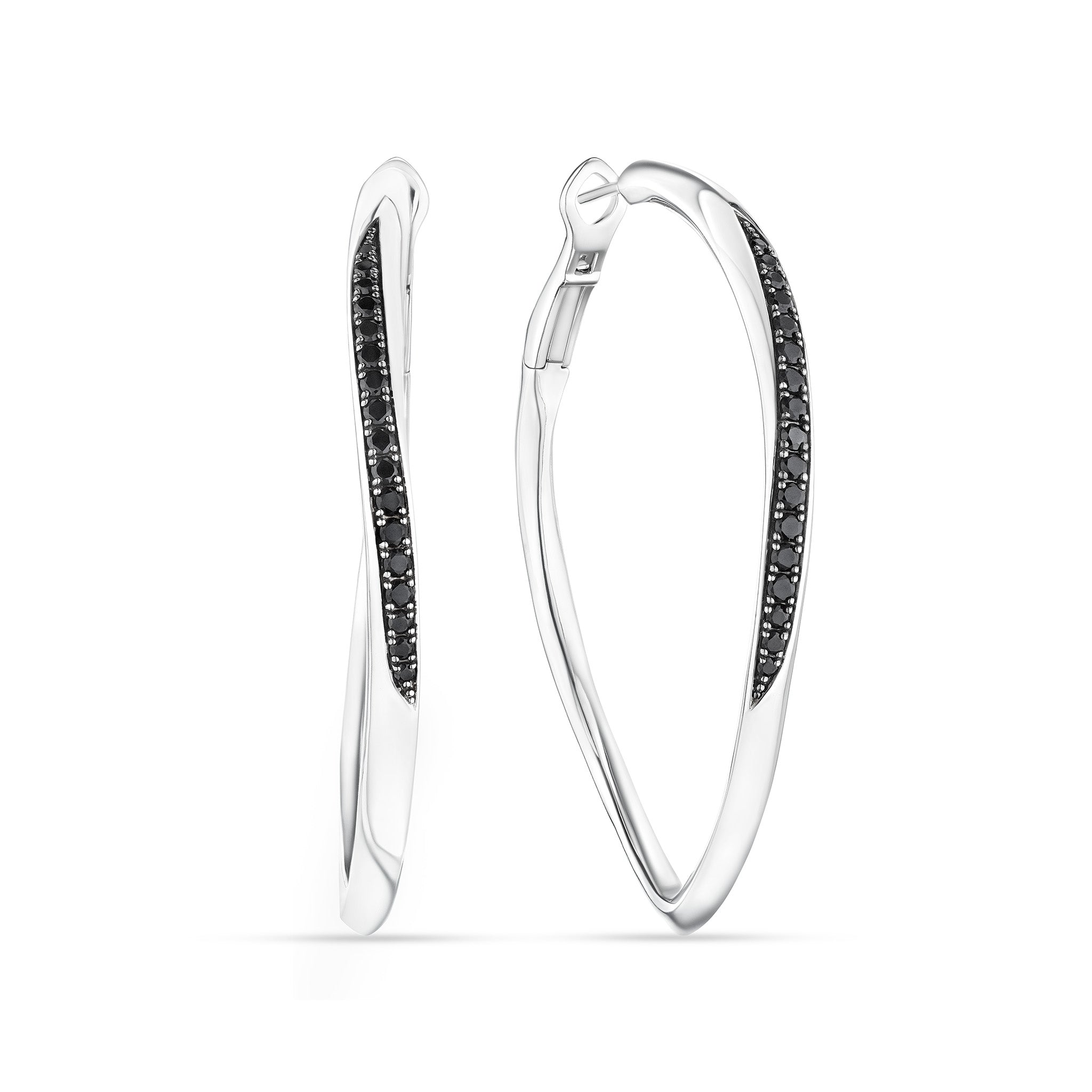 Nova Large Hoop Earrings With Black Spinel