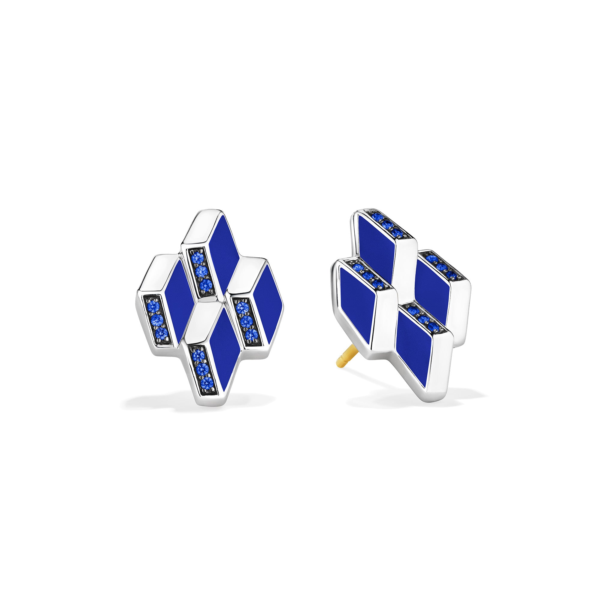 Odyssey Stud Earrings With Blue Sapphire