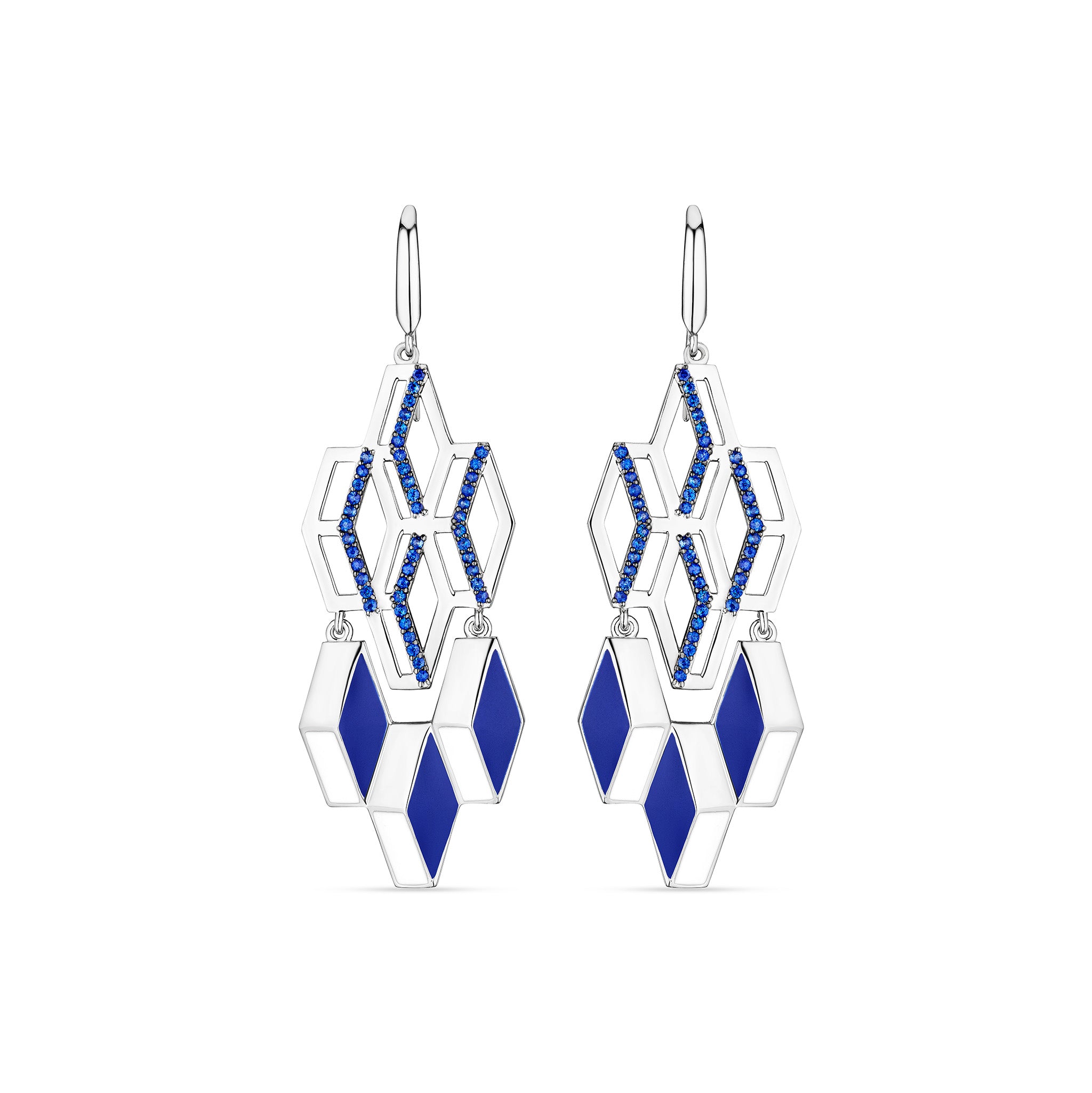 Odyssey Chandelier Earrings with Enamel and Blue Sapphire