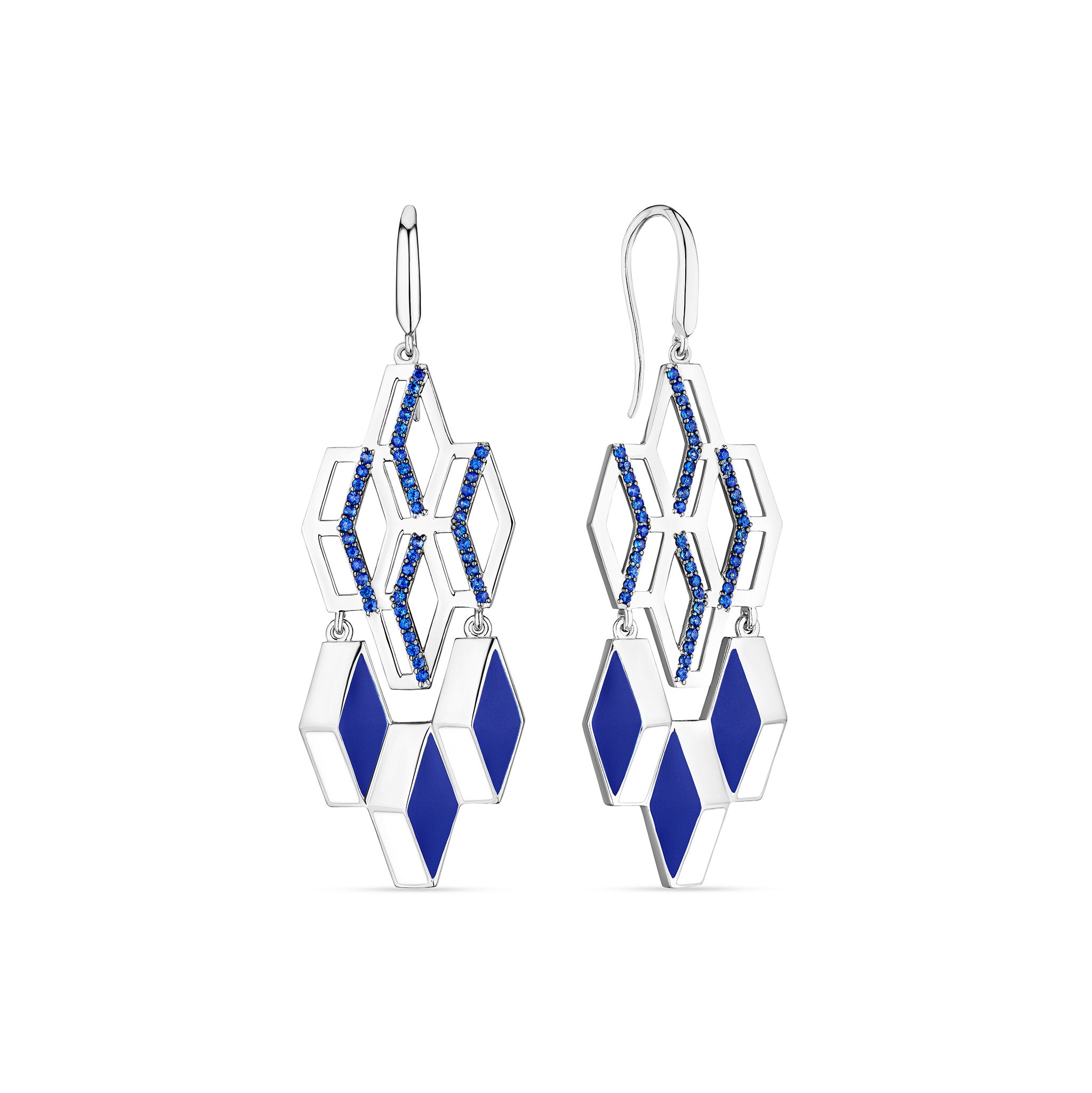 Odyssey Chandelier Earrings With Enamel And Blue Sapphire