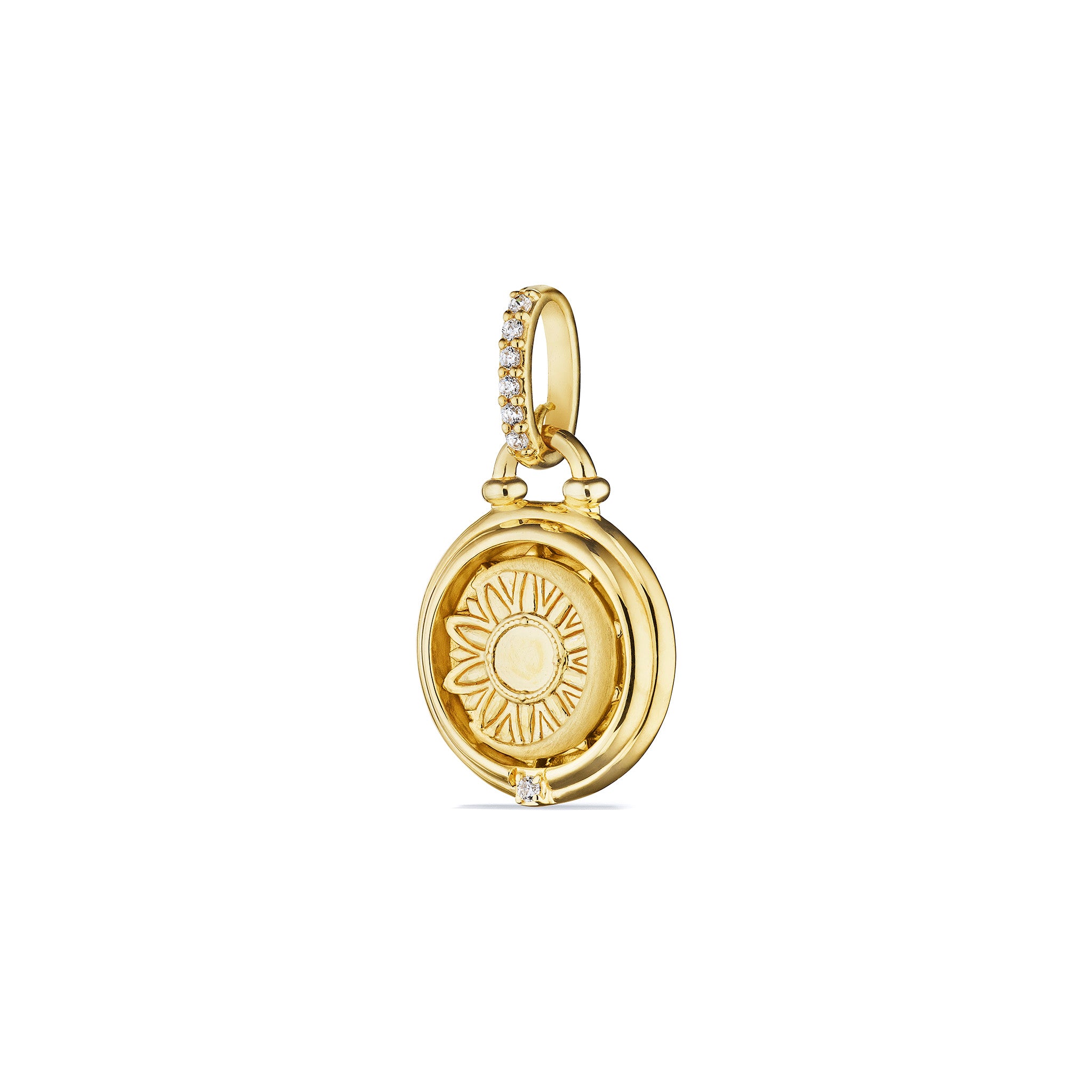 Little Luxuries Sun and Moon Medallion with Diamonds in 18K