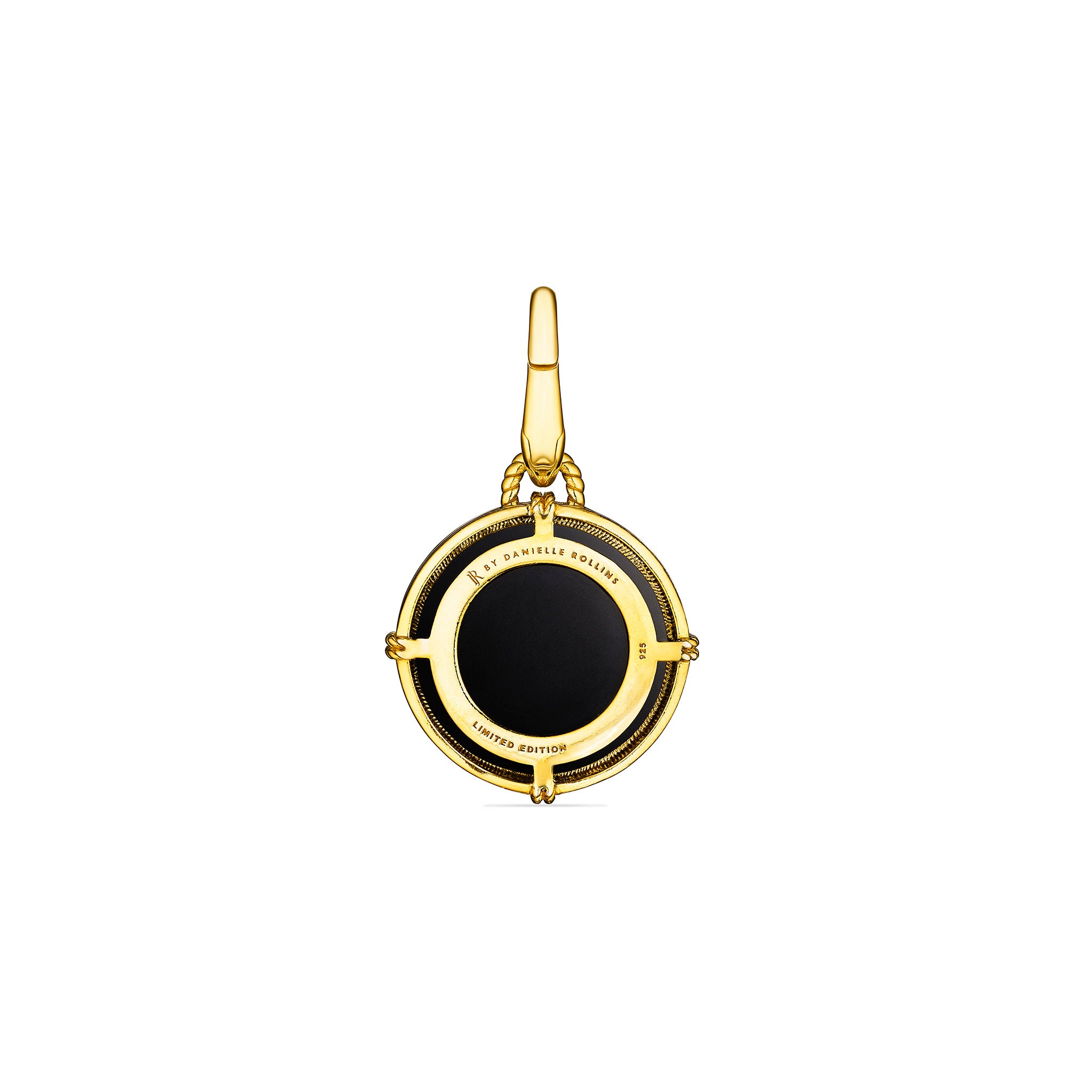 Ocean Reef Anchor Medallion with Black Onyx and Blue Topaz in 18K Gold Vermeil