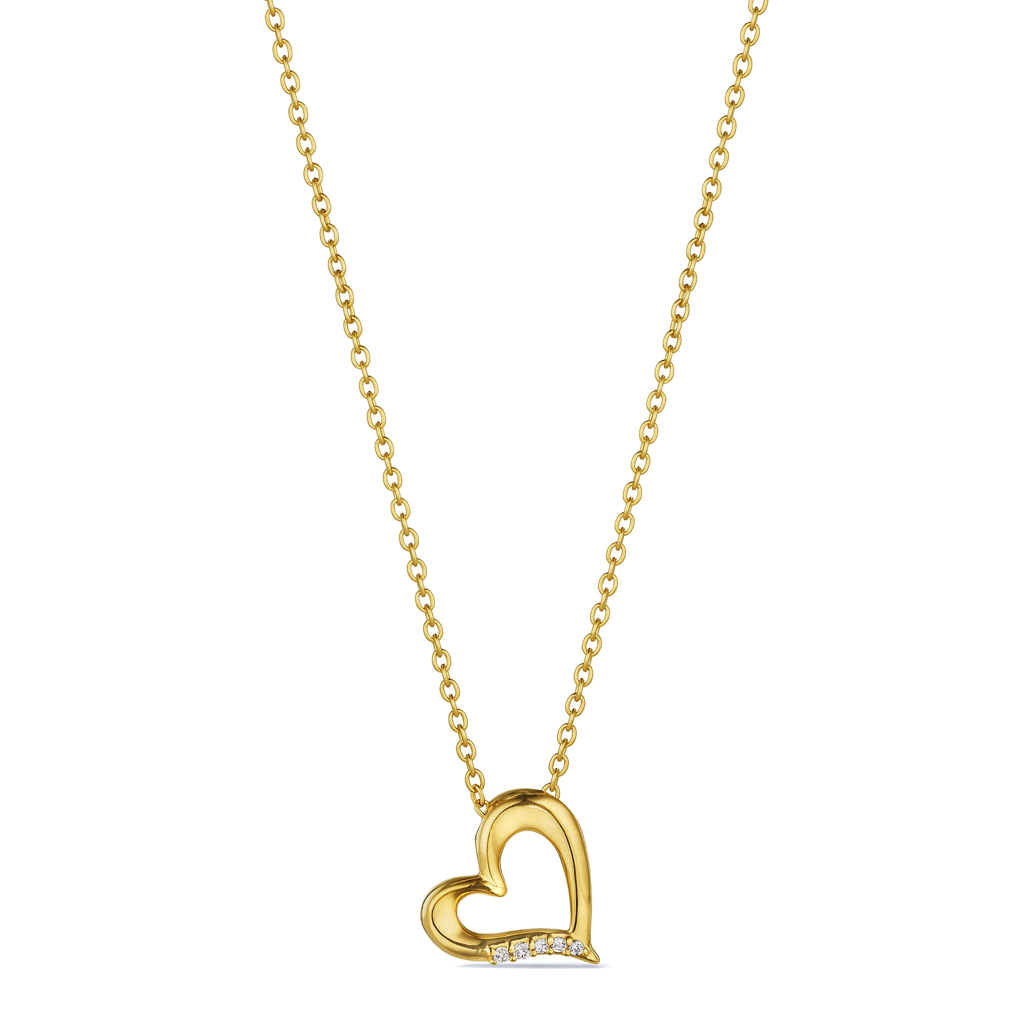 Eros Open Heart Necklace With Diamonds In 18K