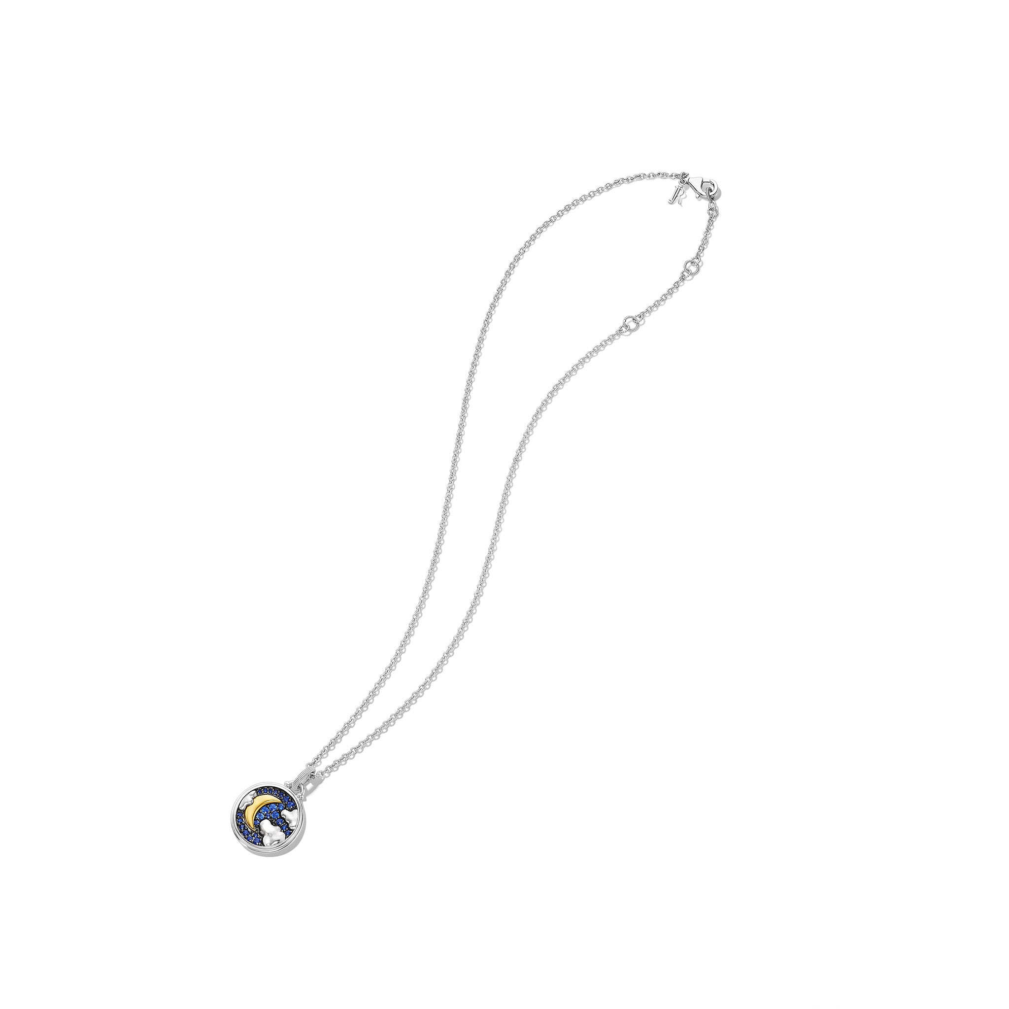 Little Luxuries Night Sky Medallion Necklace with Blue Sapphire, Diamonds and 18K Gold