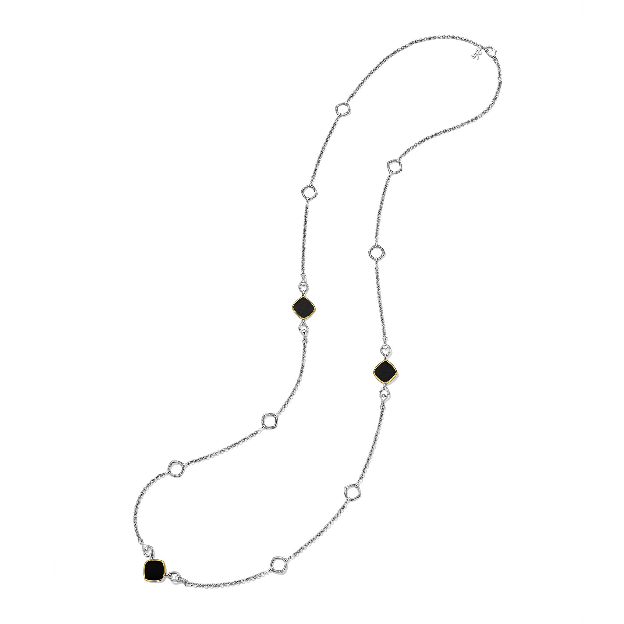 Eternity Long Station Necklace with Black Onyx and 18K Gold