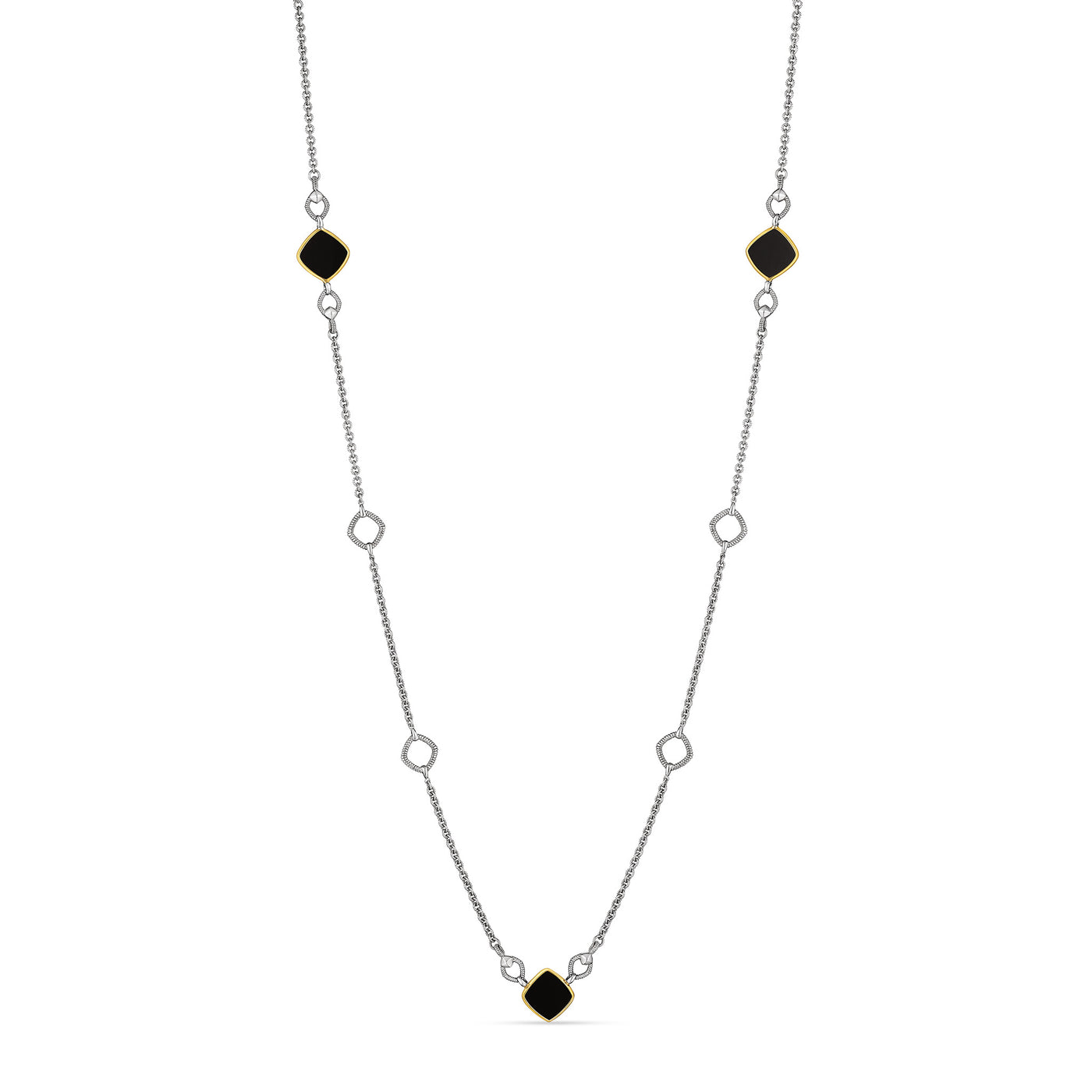 Eternity Long Station Necklace with Black Onyx and 18K Gold