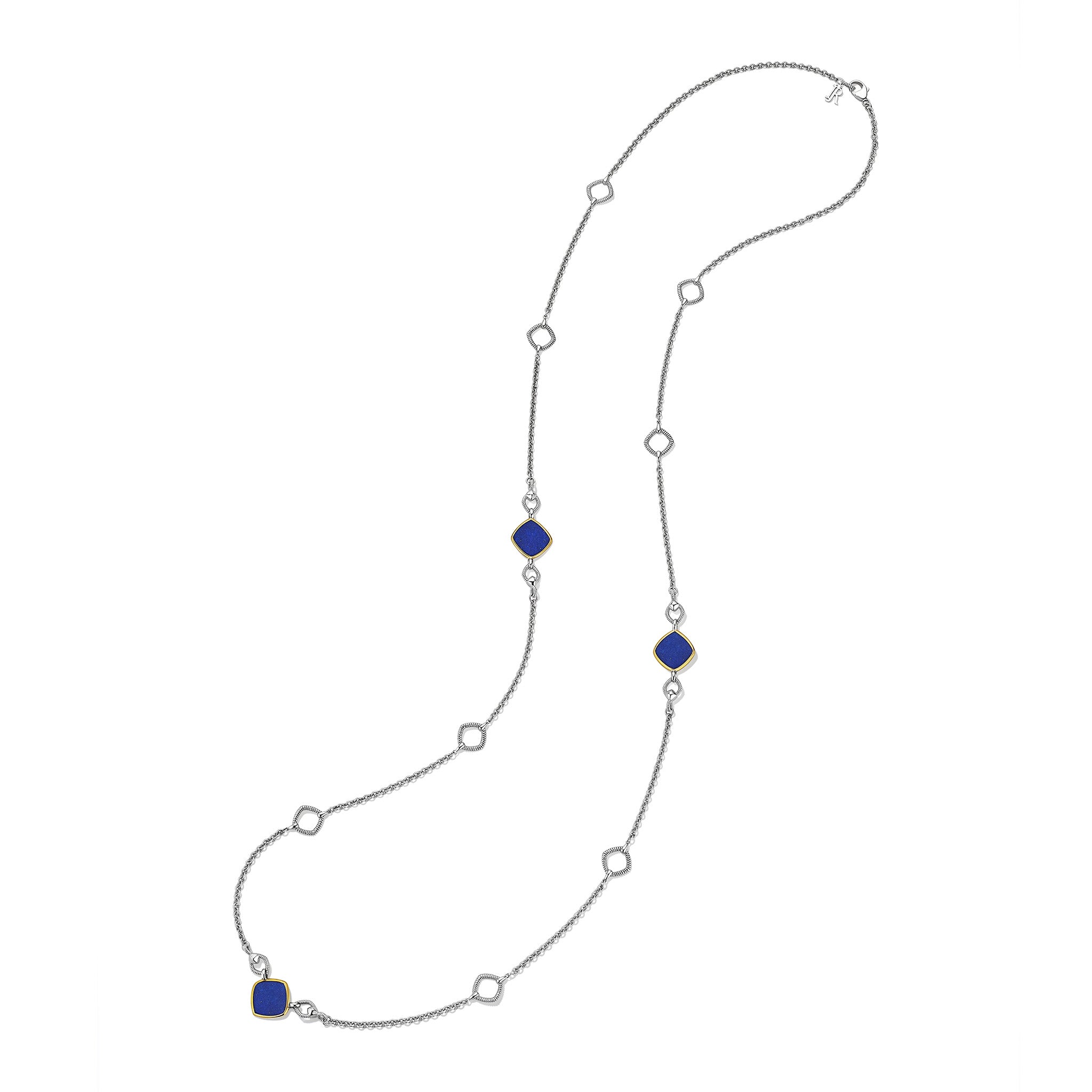 Eternity Long Station Necklace with Lapis and 18K Gold