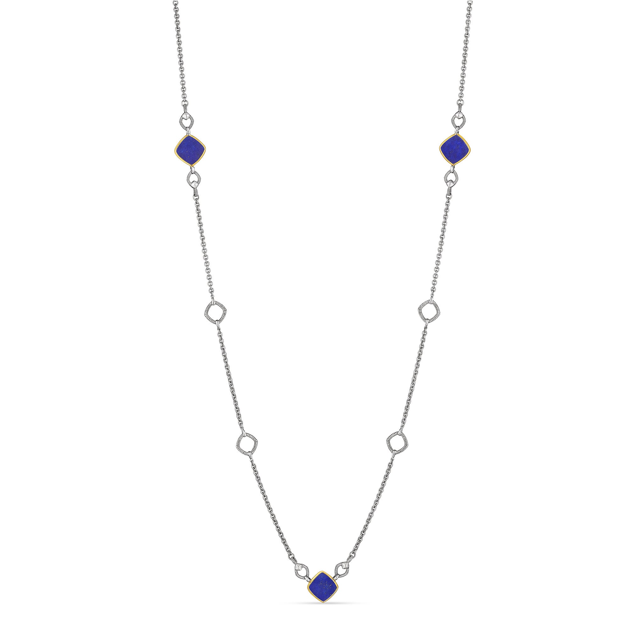 Eternity Long Station Necklace With Lapis And 18K Gold