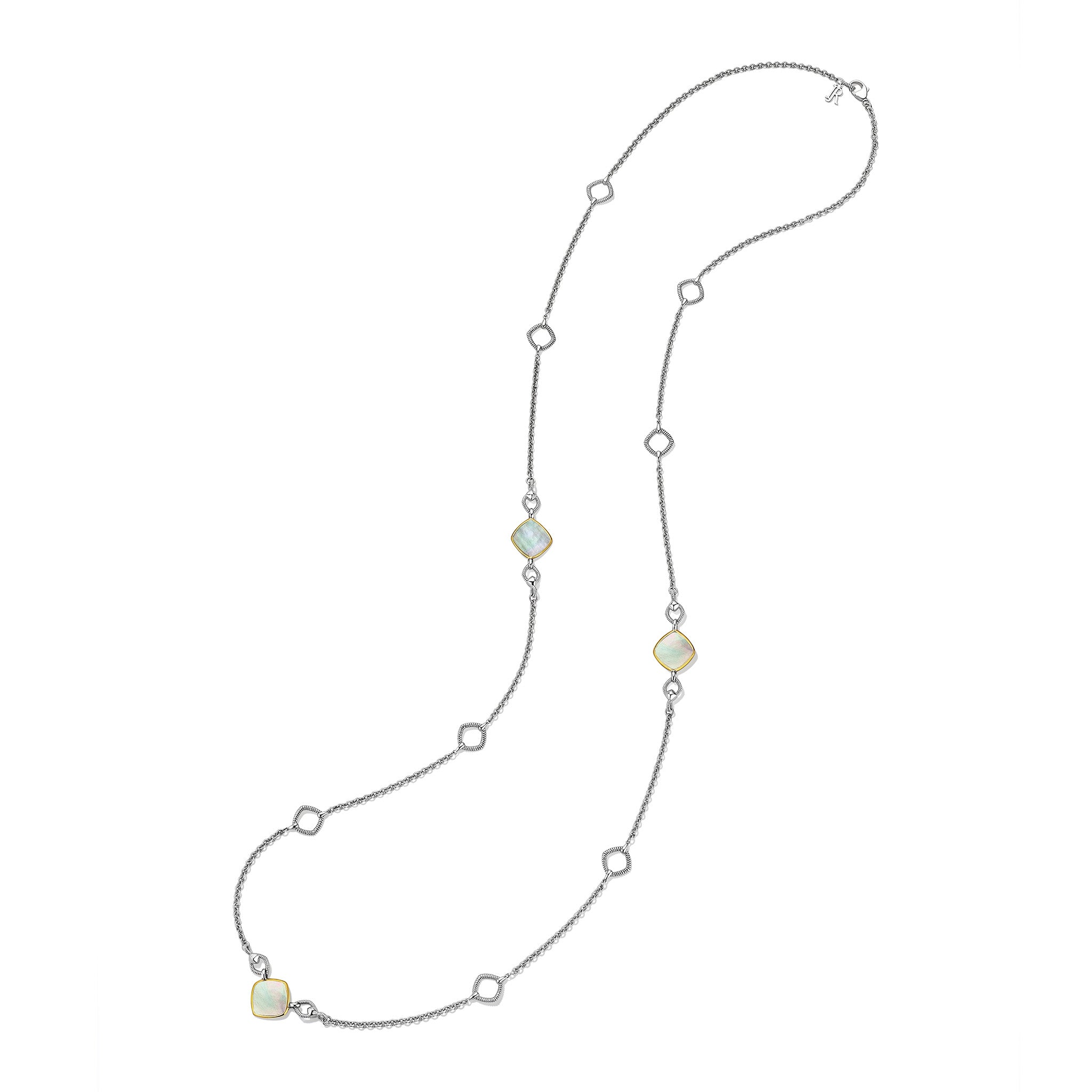 Eternity Long Station Necklace with Mother of Pearl and 18K Gold