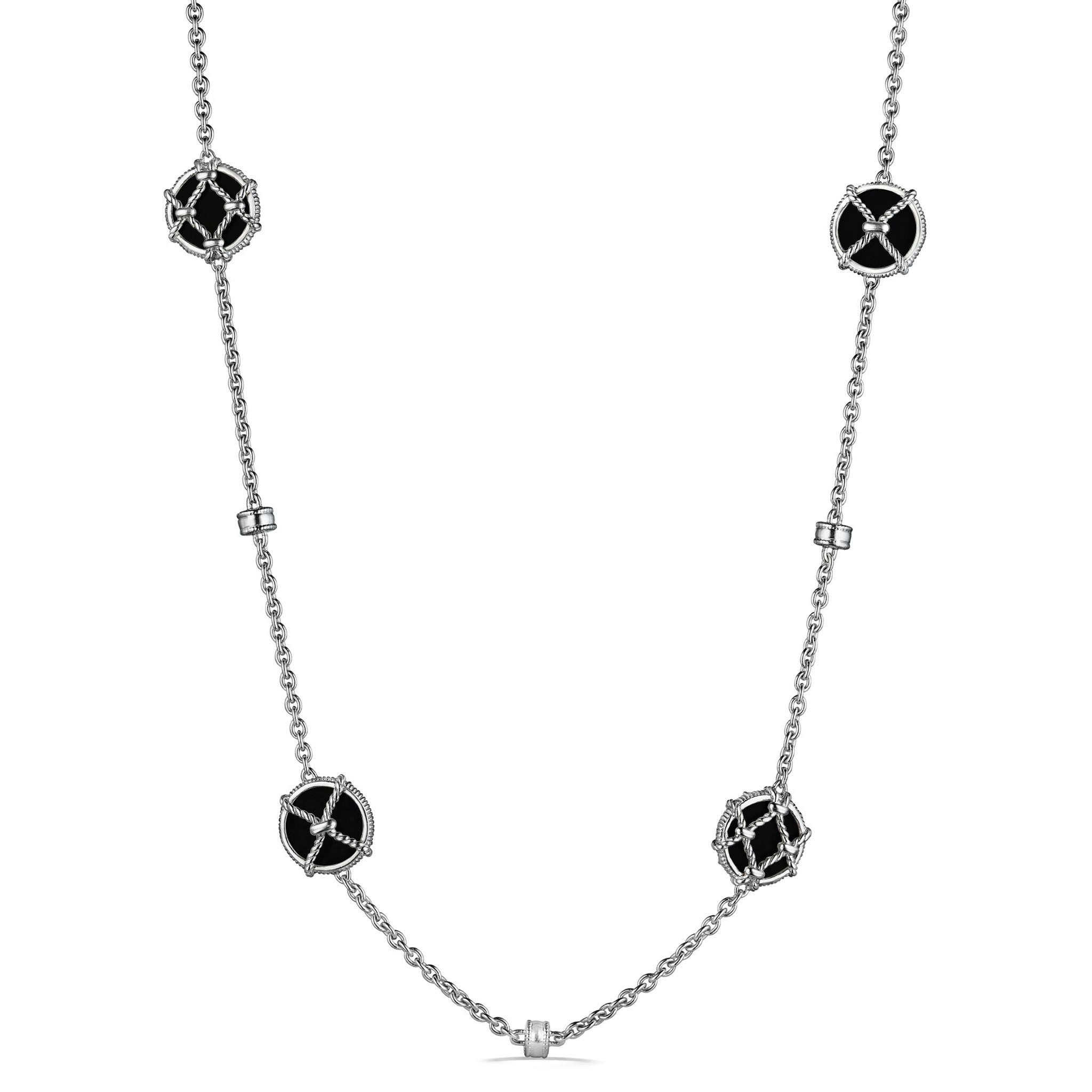 Isola Long Station Necklace With Black Onyx