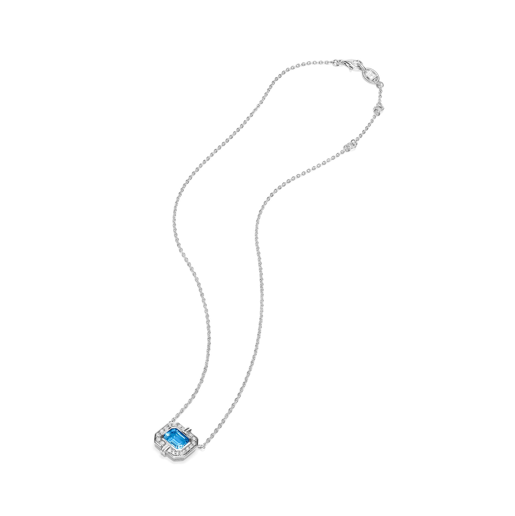 Adrienne Necklace with Swiss Blue Topaz and Diamonds