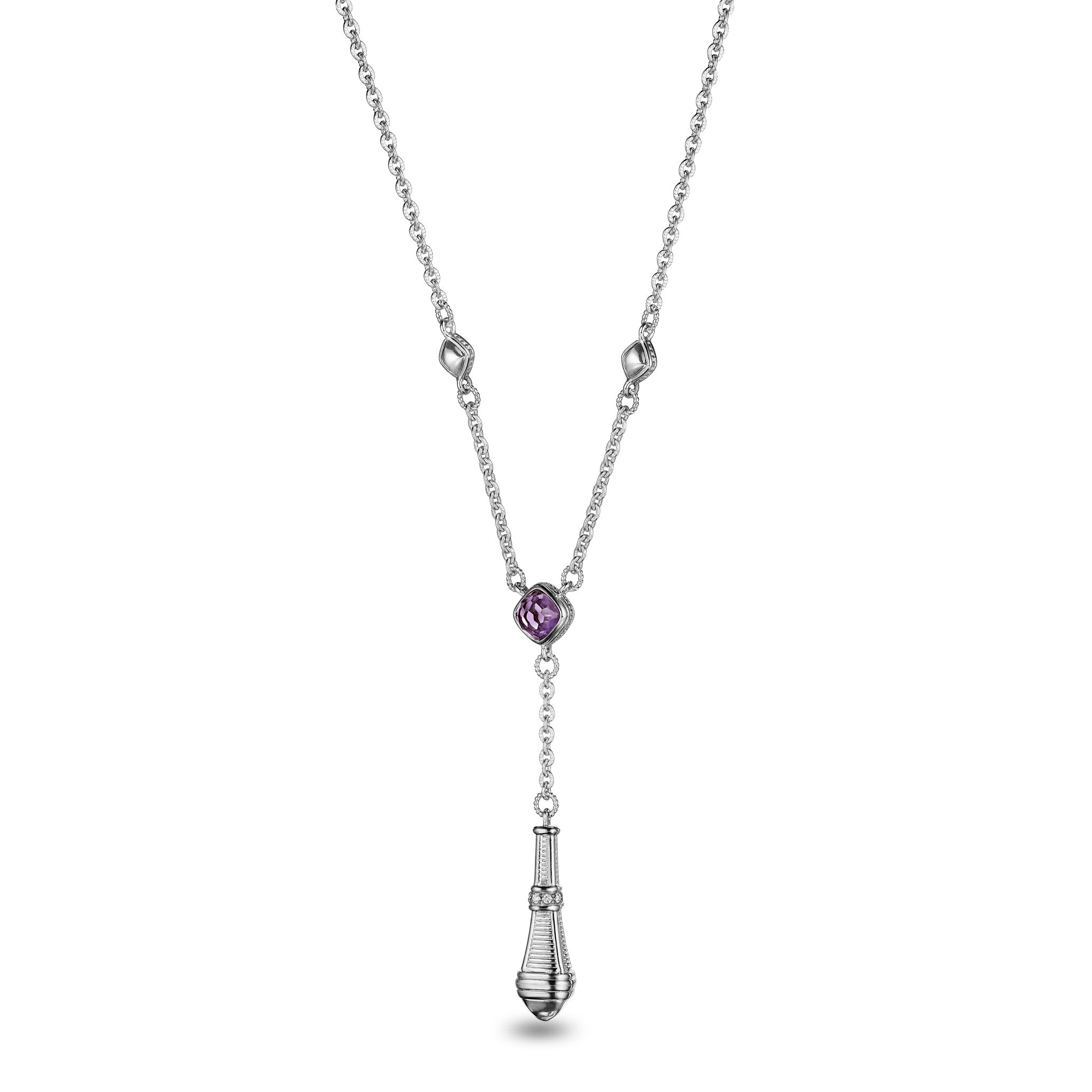 Cassandre Drop Necklace with Amethyst and Diamonds
