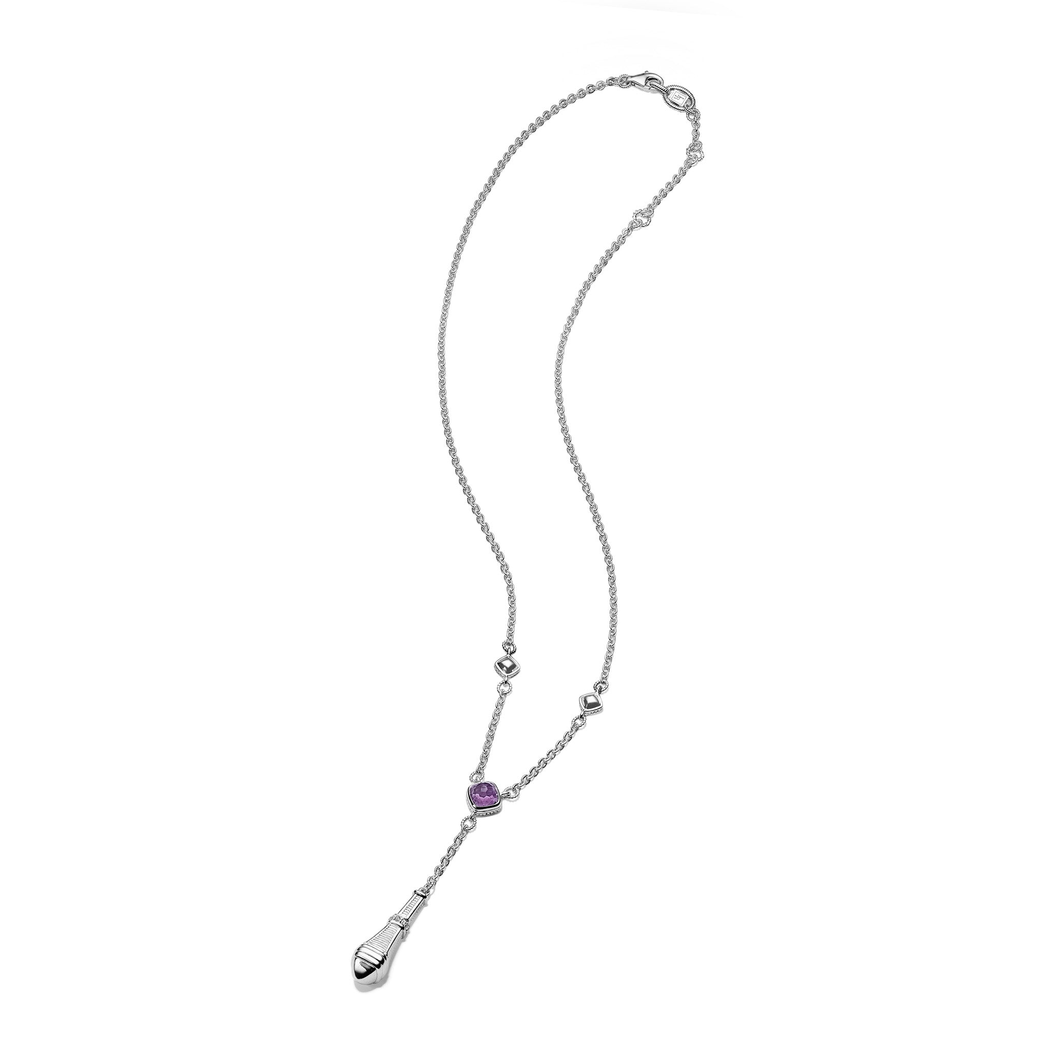 Cassandre Drop Necklace with Amethyst and Diamonds