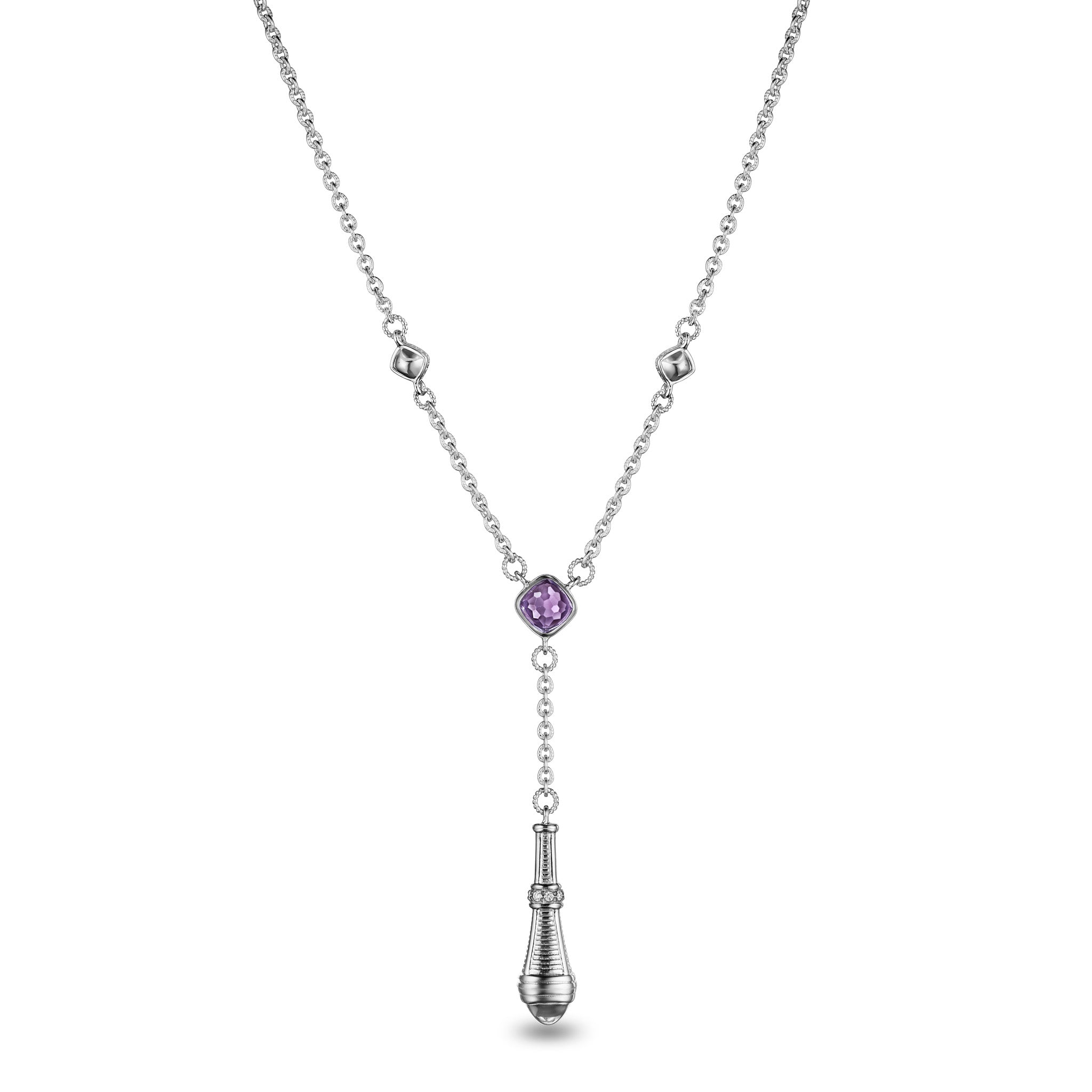 Cassandre Drop Necklace With Amethyst And Diamonds