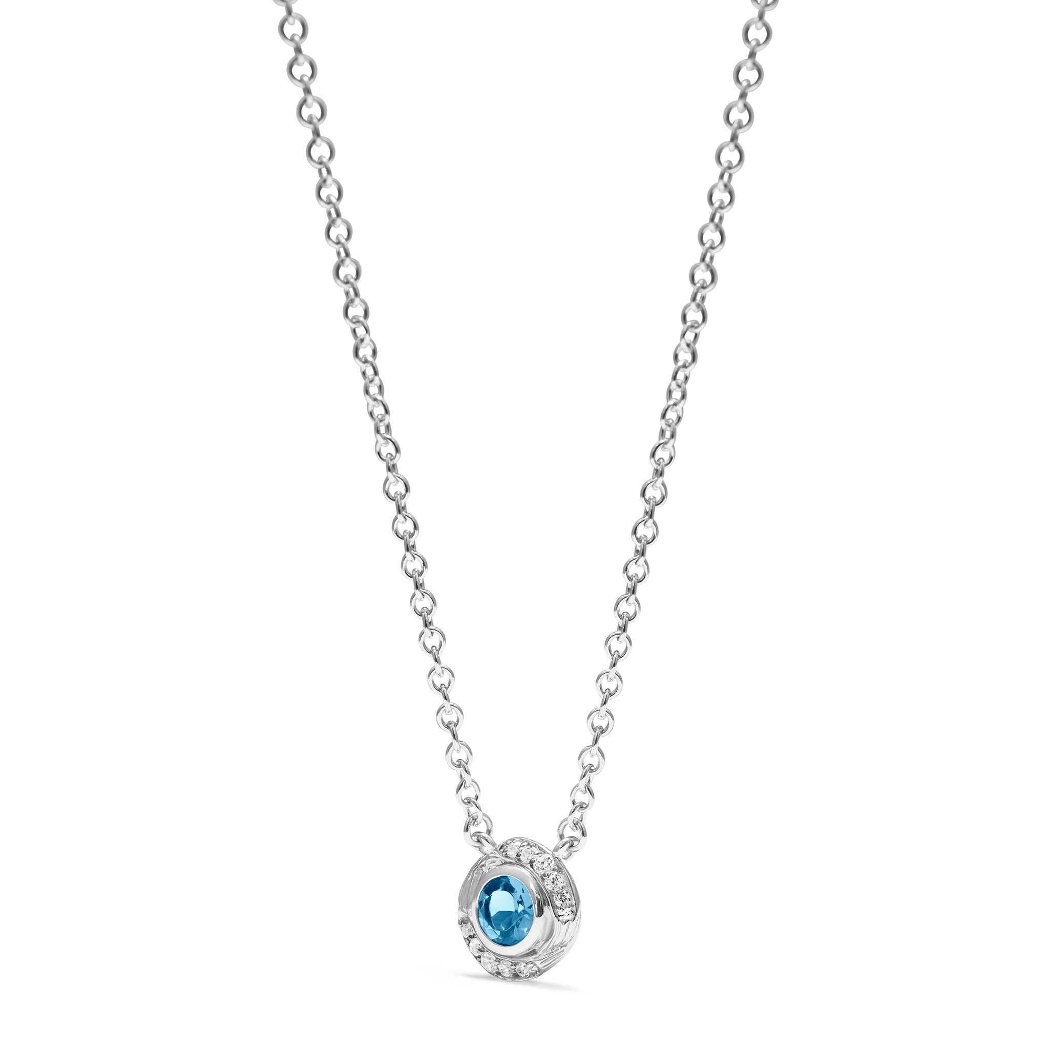 Santorini Necklace with London Blue Topaz and Diamonds
