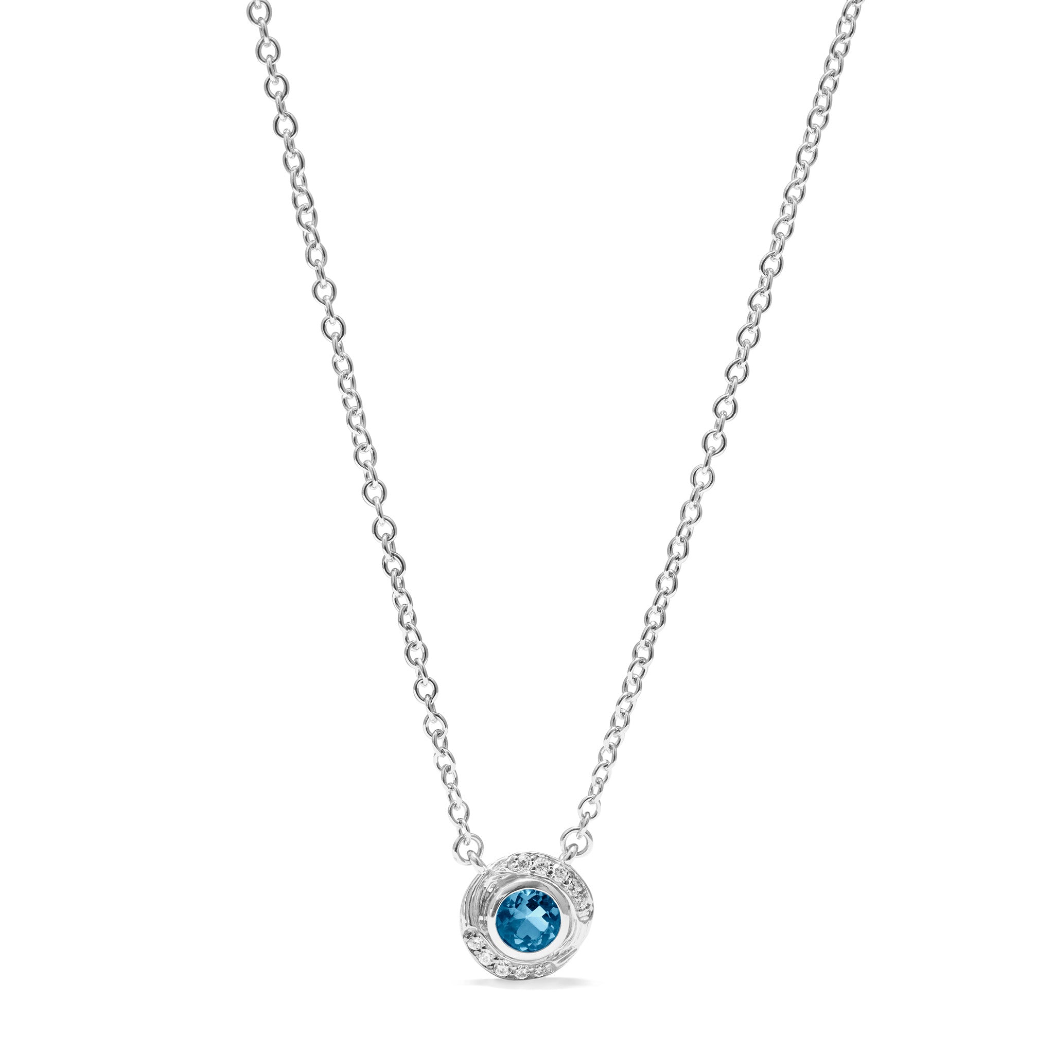 Santorini Necklace with London Blue Topaz and Diamonds