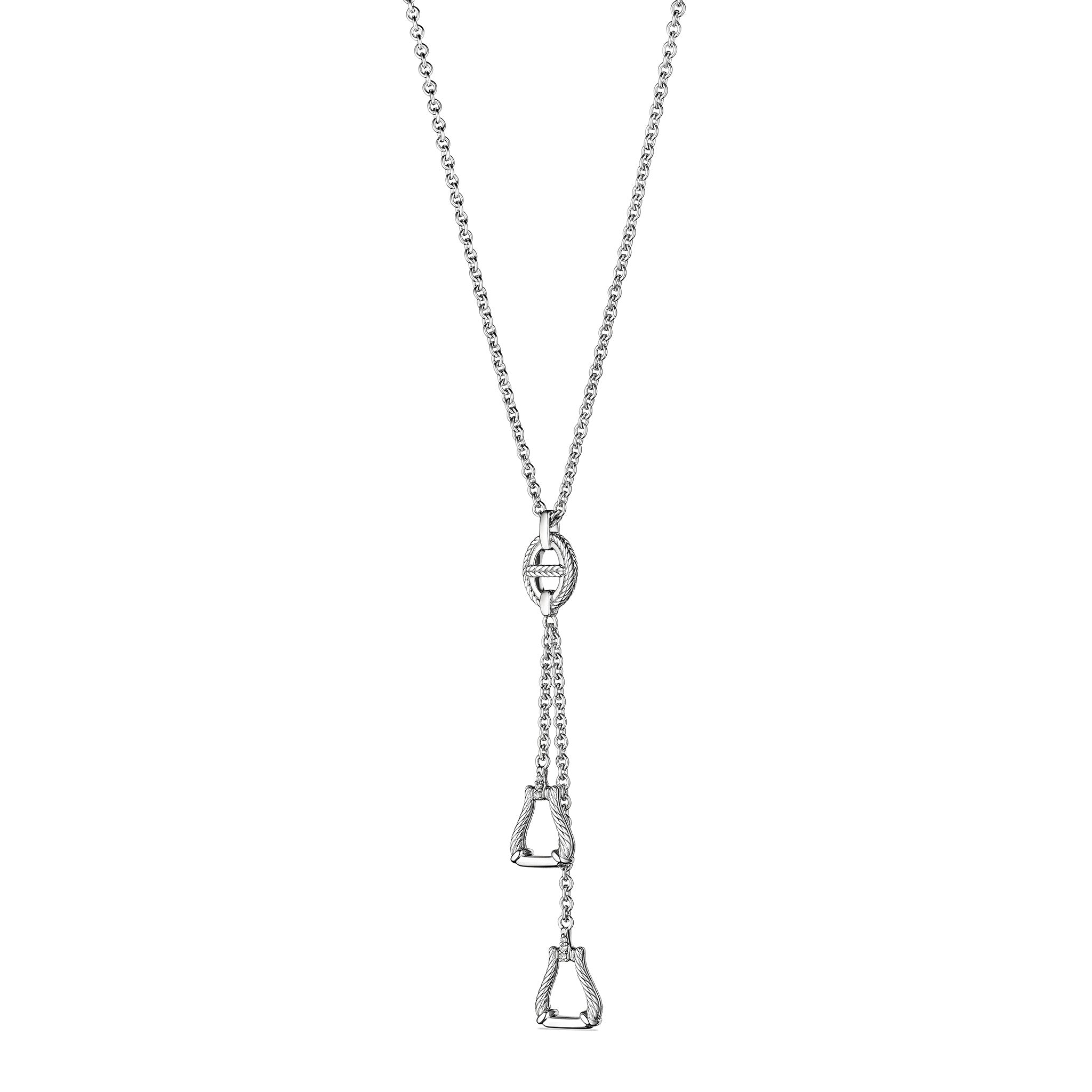 Vienna Double Stirrup Necklace with Diamonds