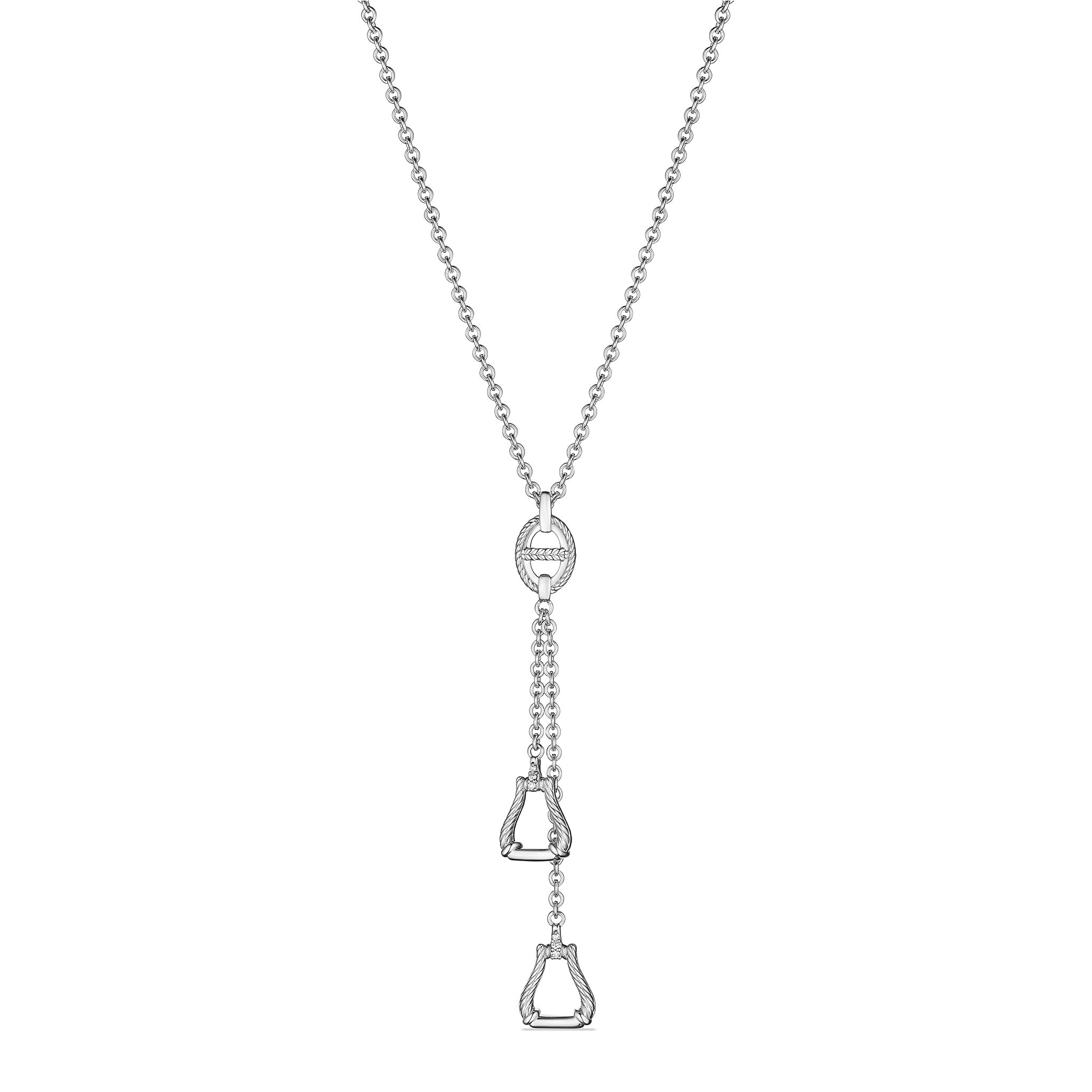 Vienna Double Stirrup Necklace With Diamonds