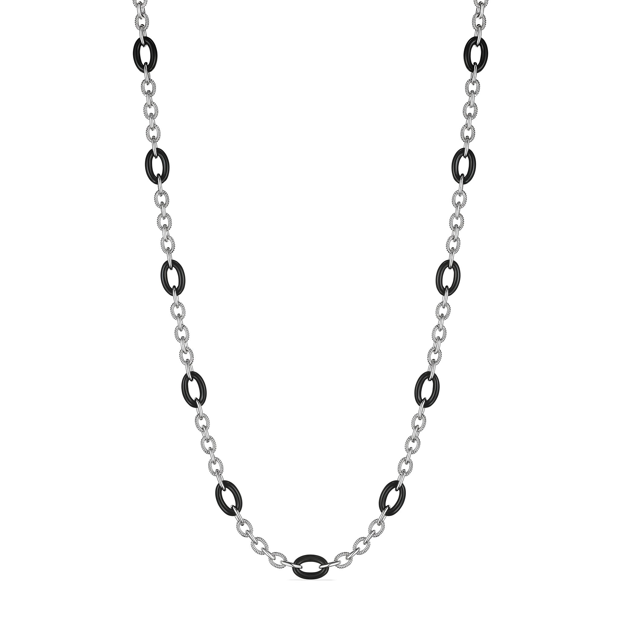 Eternity Long Signature Link Necklace With Black Onyx