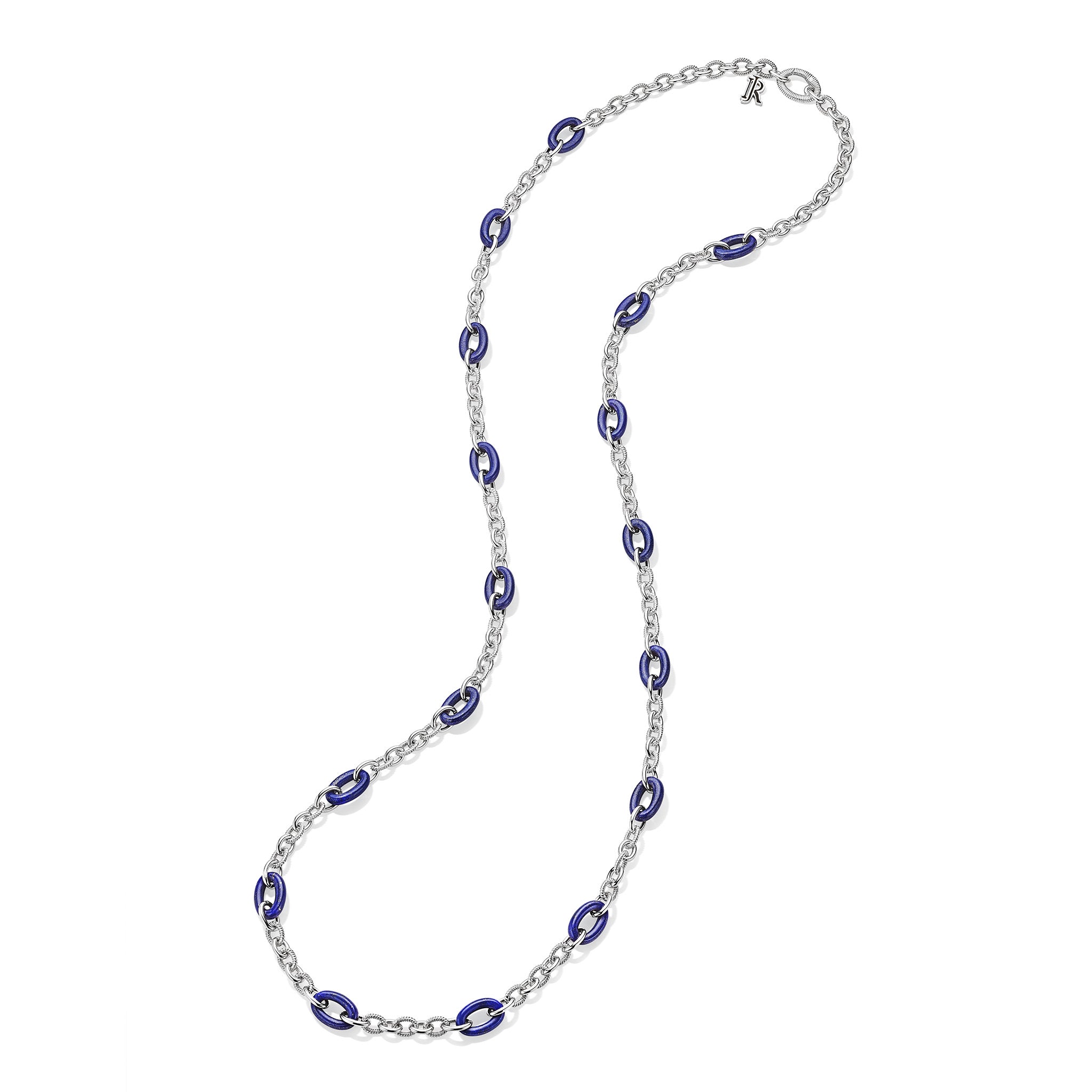 Eternity Long Signature Link Necklace with Lapis