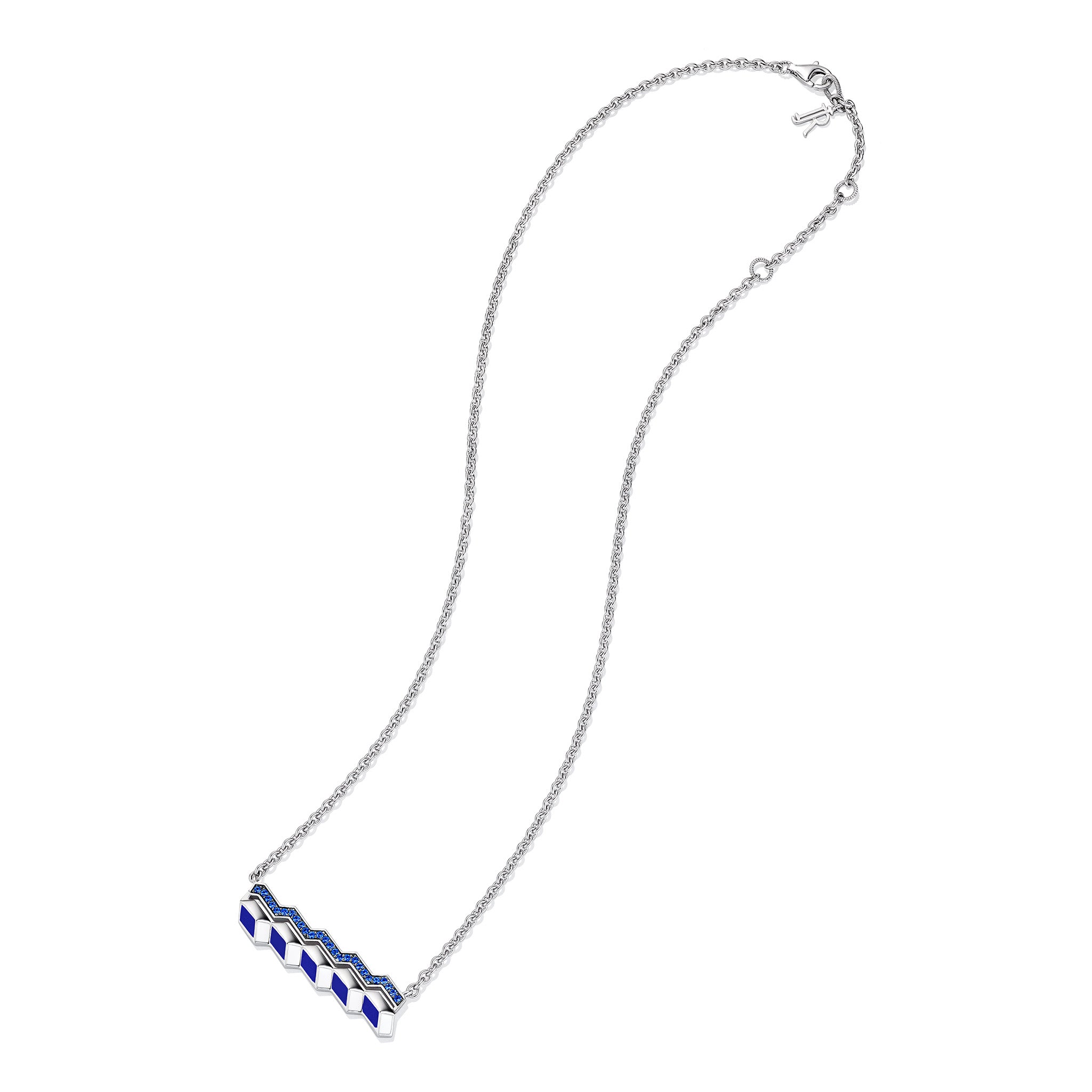 Odyssey Bar Necklace With Enamel And Blue Sapphire