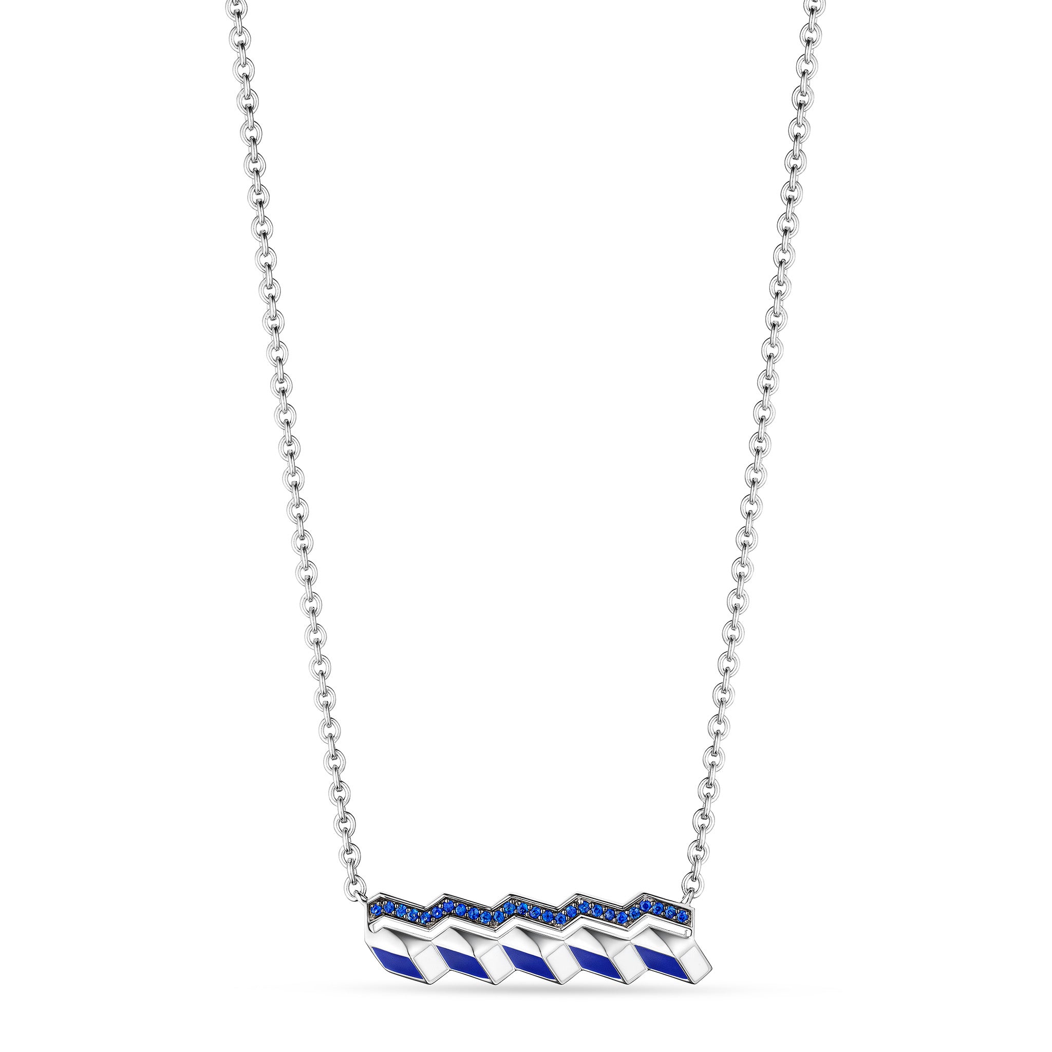 Odyssey Bar Necklace with Enamel and Blue Sapphire