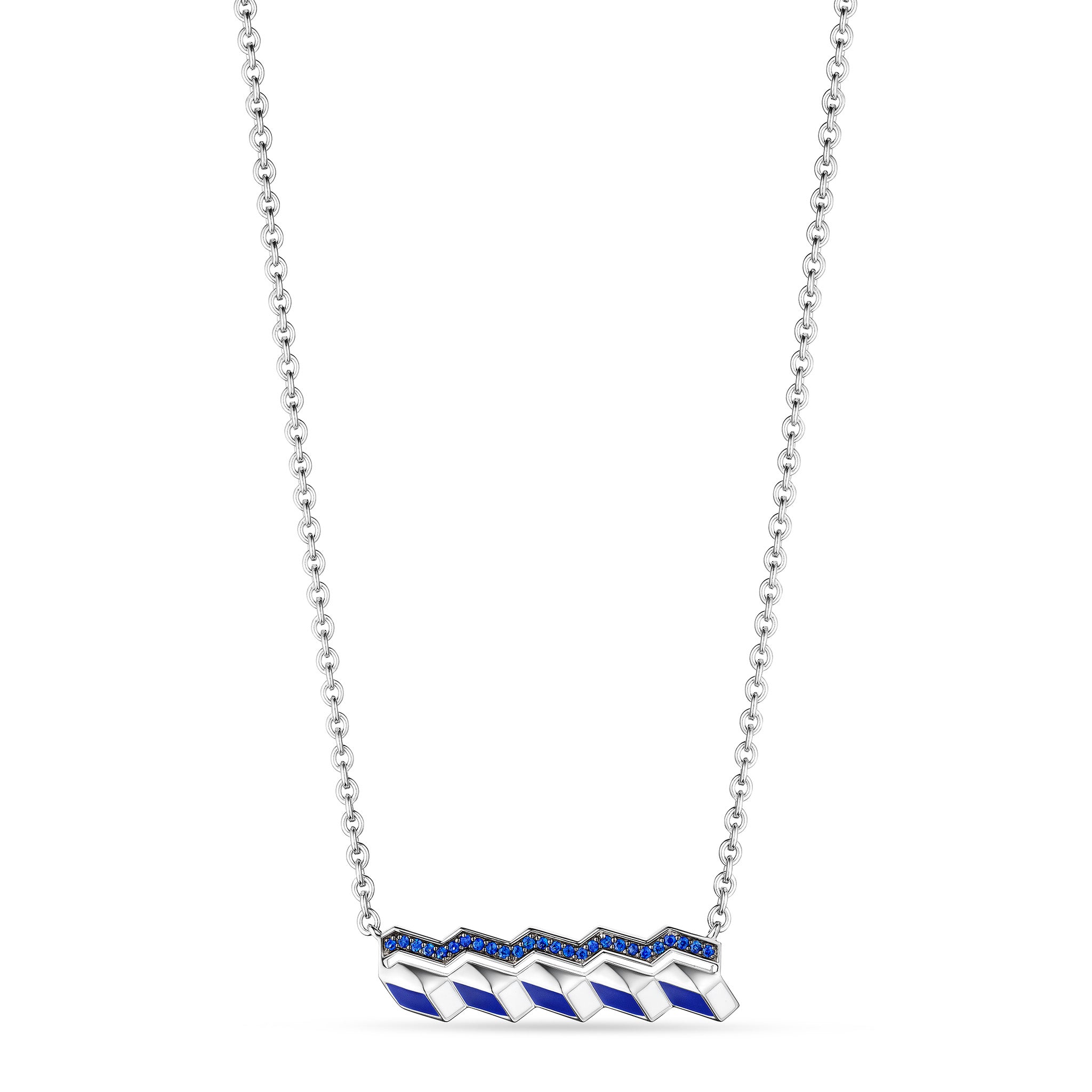 Odyssey Bar Necklace With Enamel And Blue Sapphire