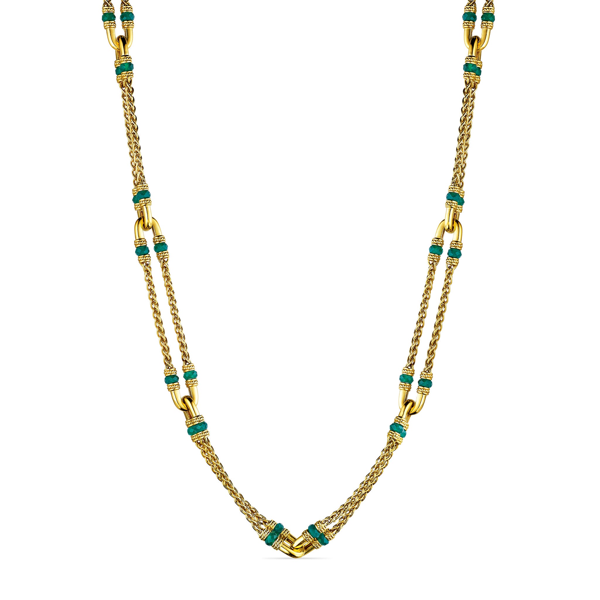 Ocean Reef Statement Necklace With Green Chalcedony In 18K Gold Vermeil