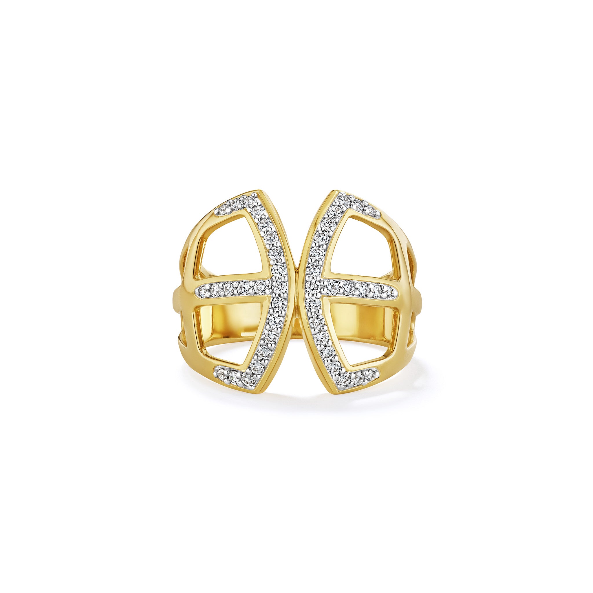 Selvaggia Wide Band Ring With Diamonds In 14K