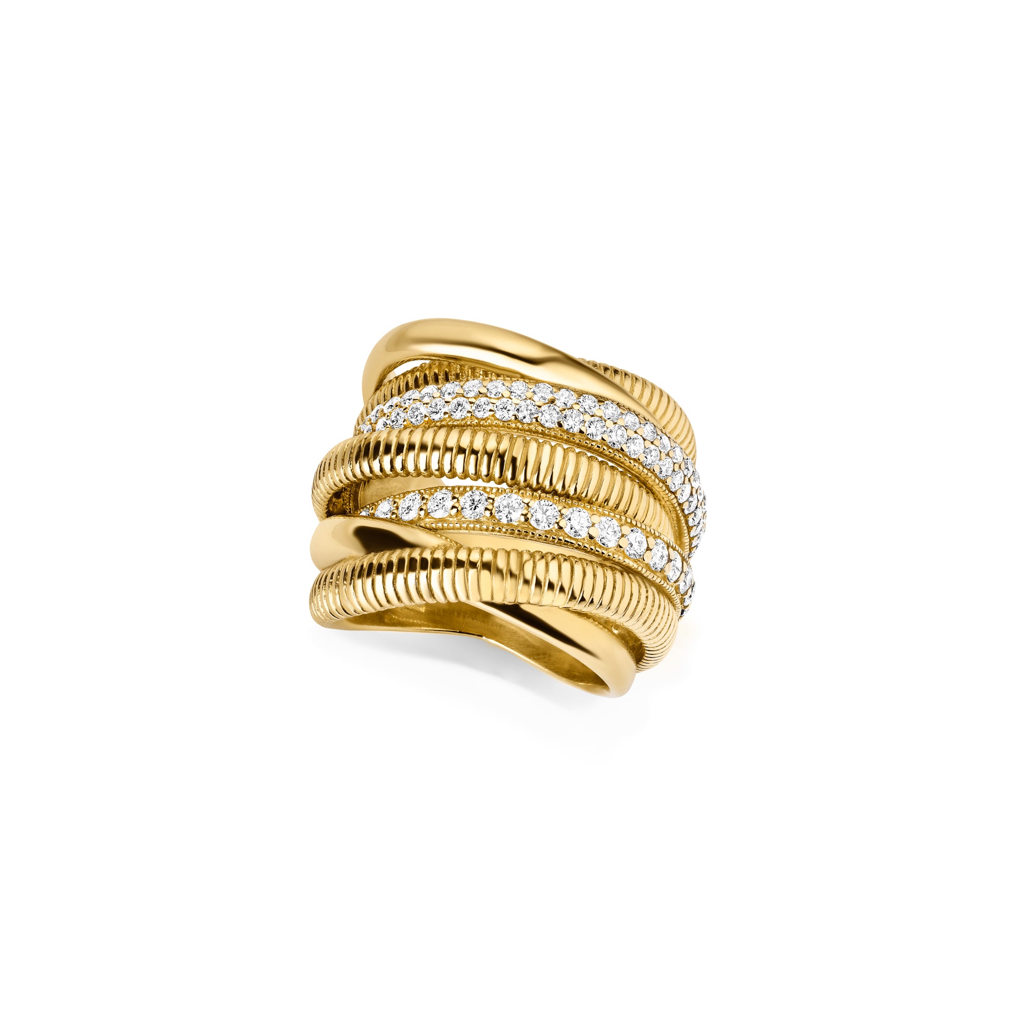Eternity Seven Band Highway Ring with Diamonds in 18K