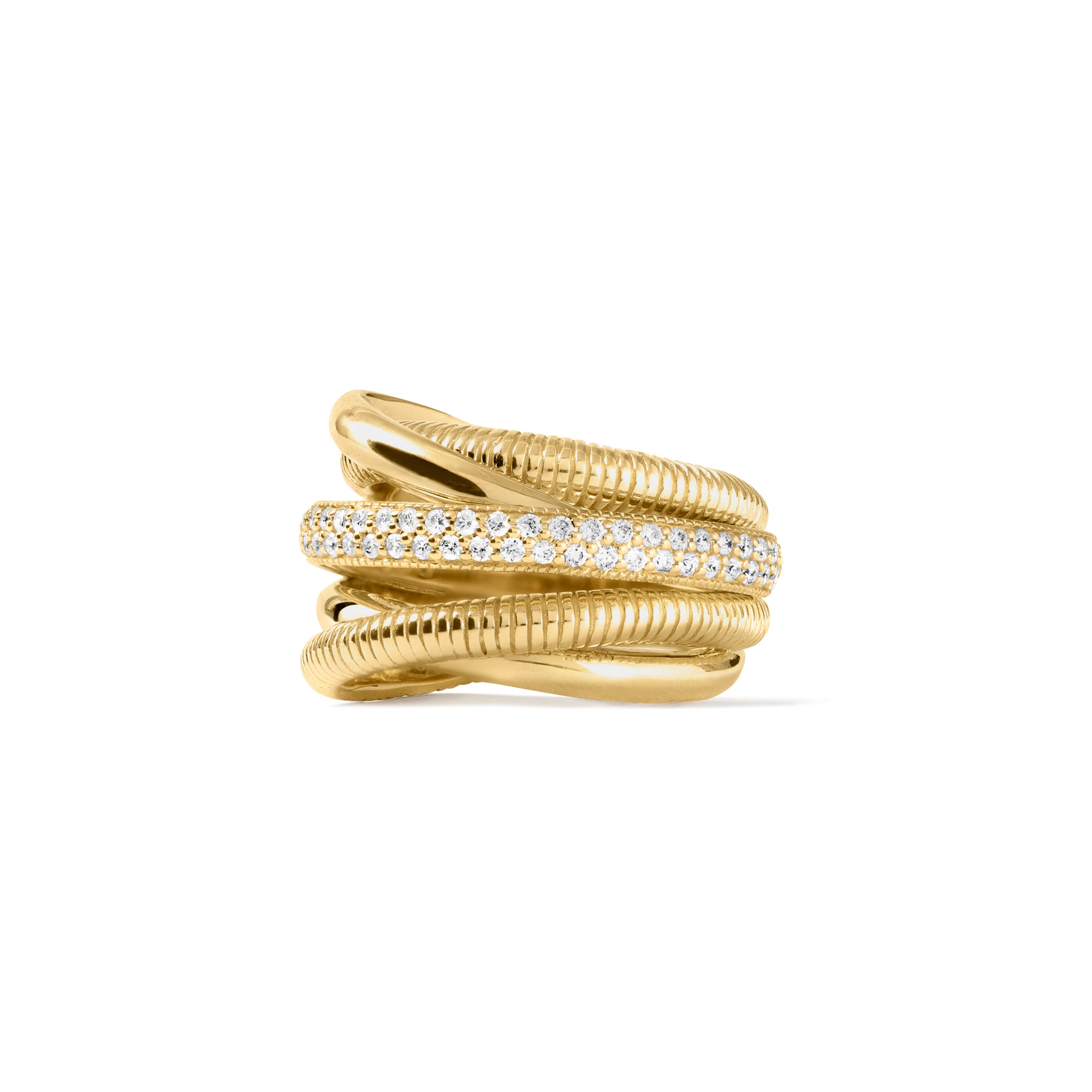 Eternity Five Band Highway Ring with Diamonds in 18K