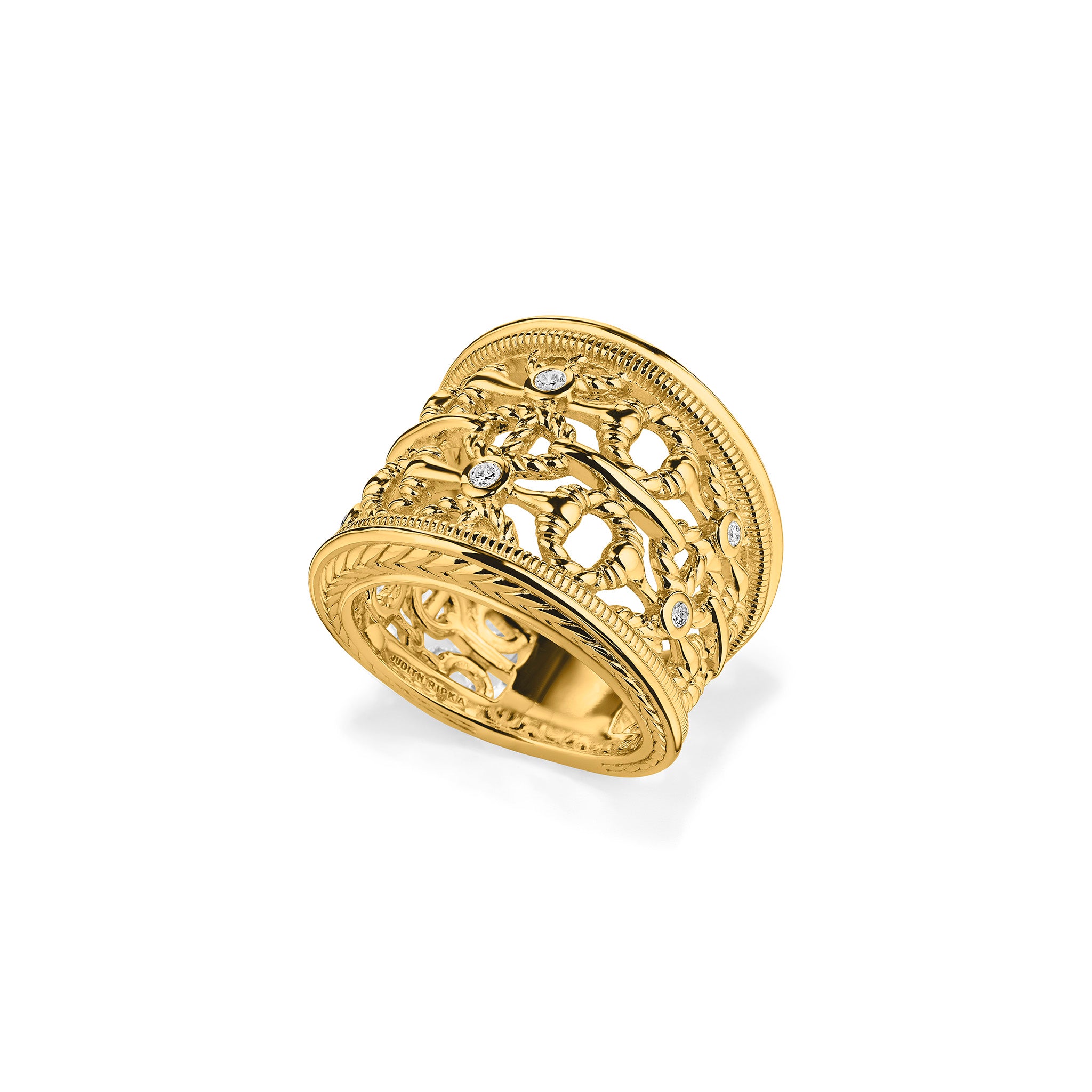 Vienna Wide Band Ring with Diamonds in 18K