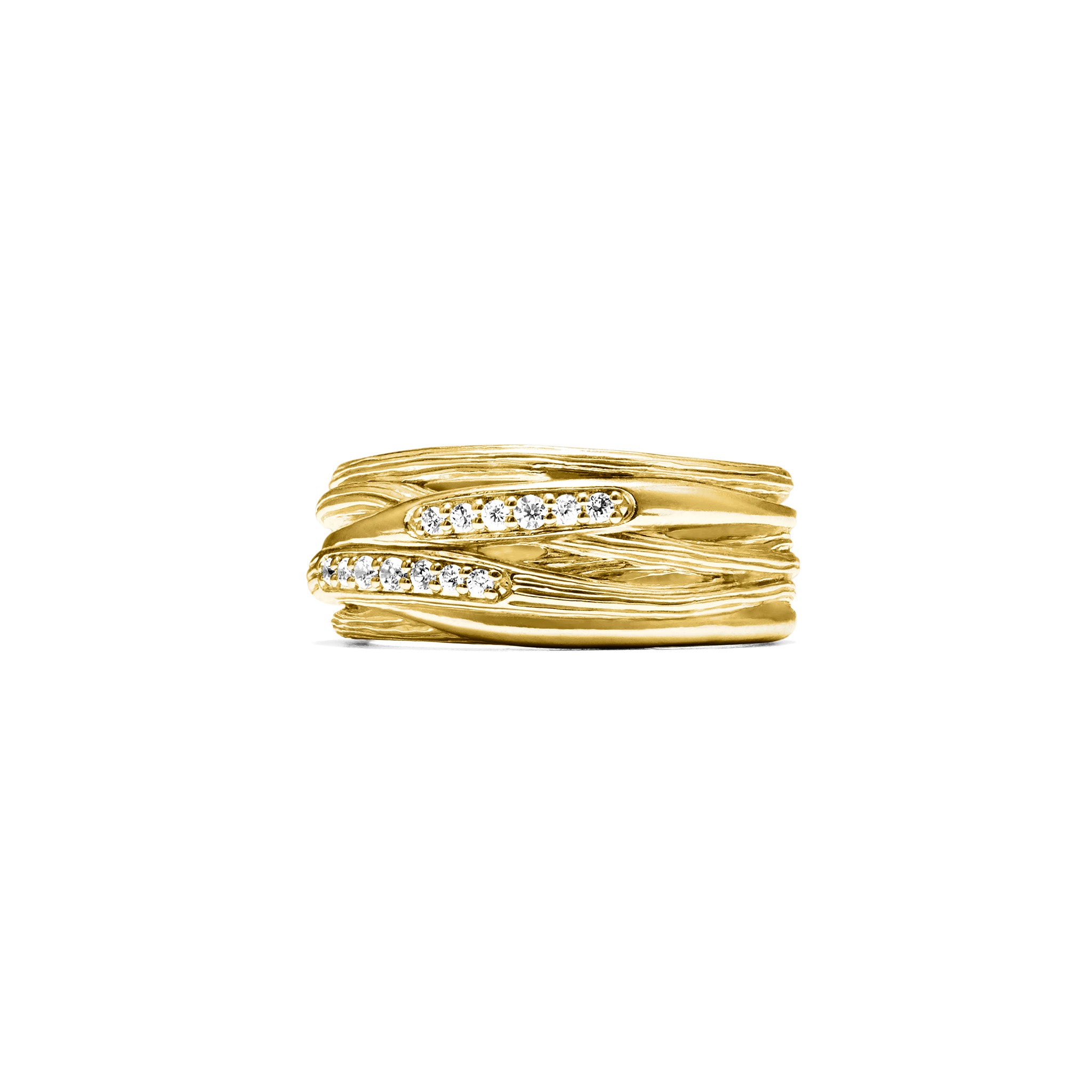 Santorini Band Ring with Diamonds in 18K