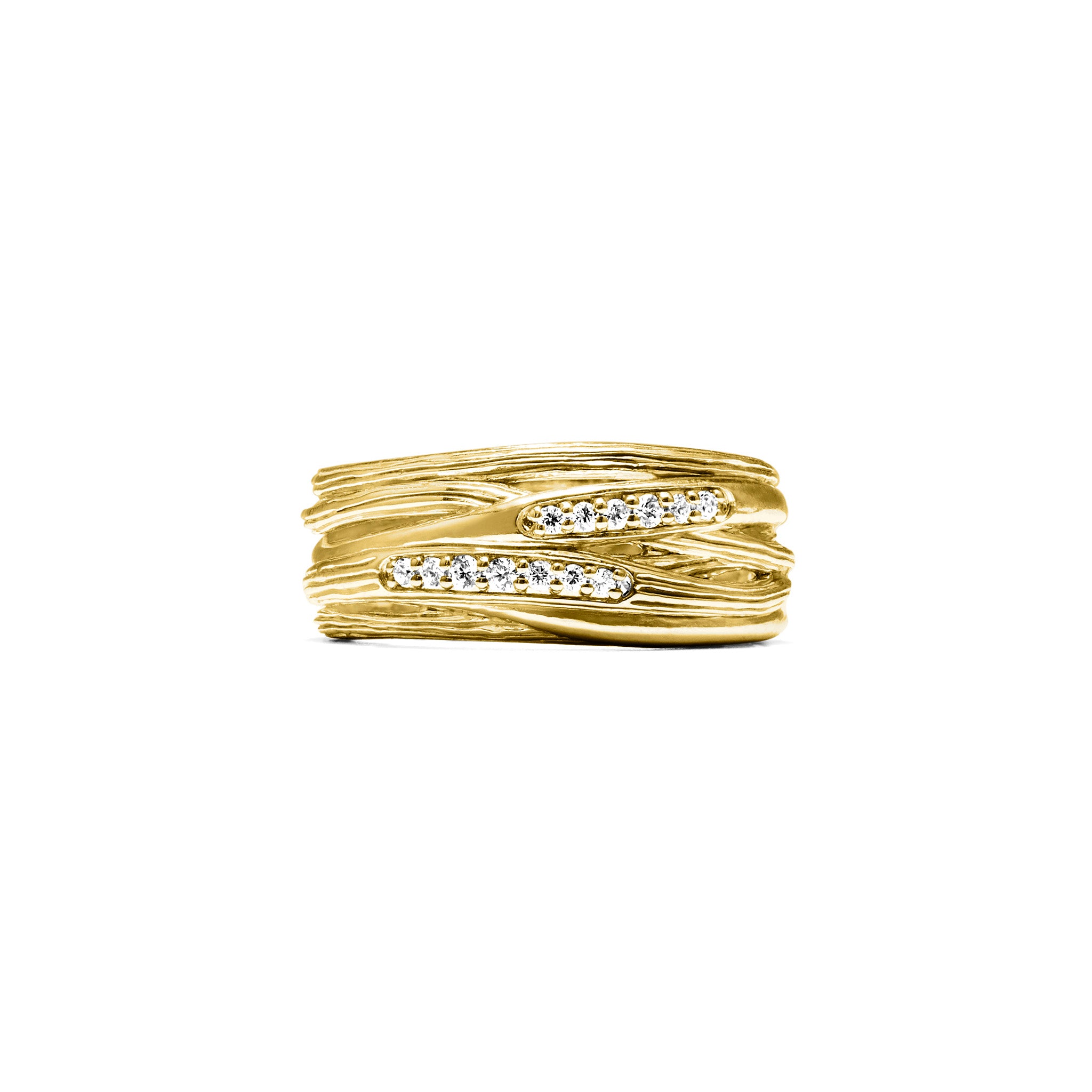 Santorini Band Ring With Diamonds In 18K