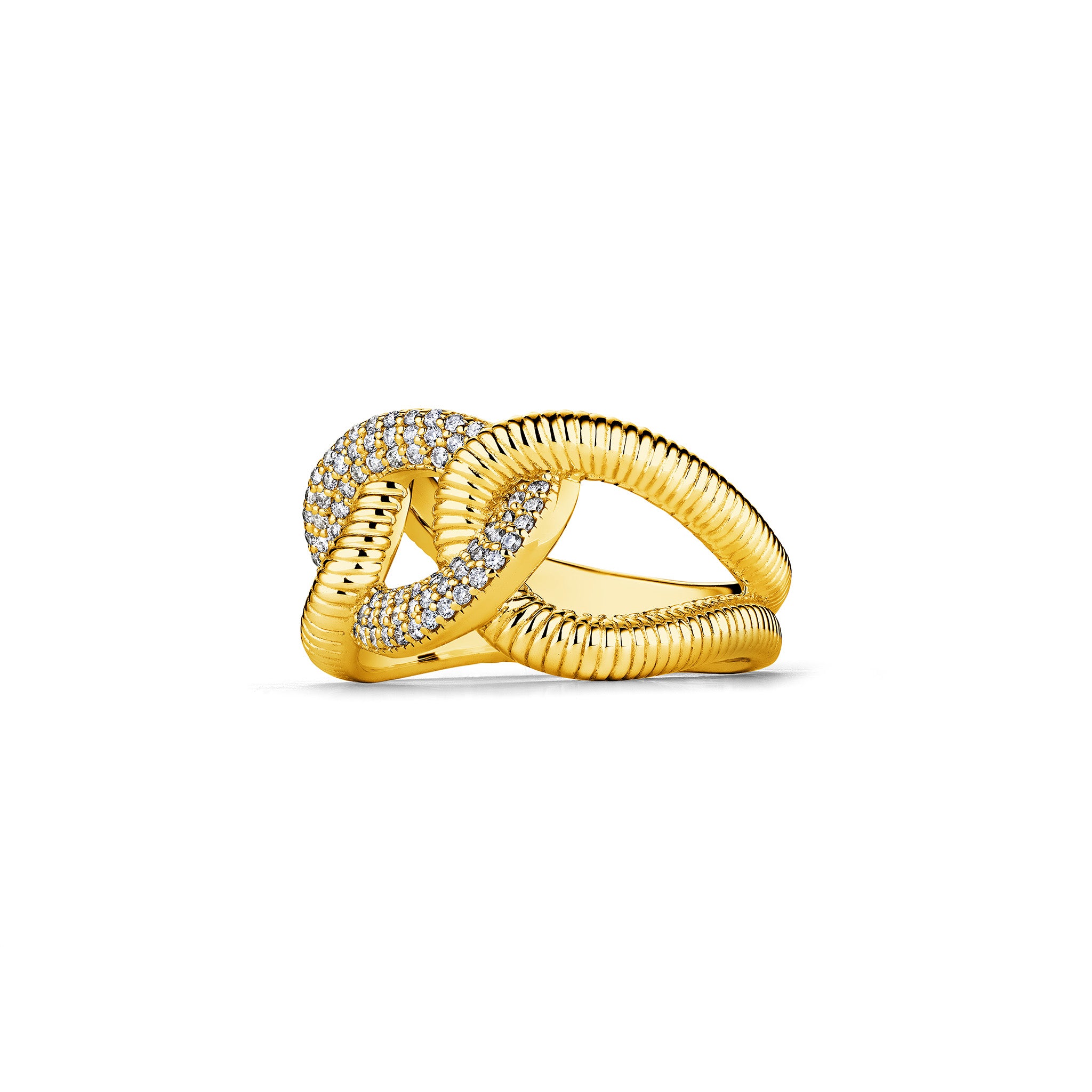 Eternity Interlocking Link Ring with Diamonds in 18K