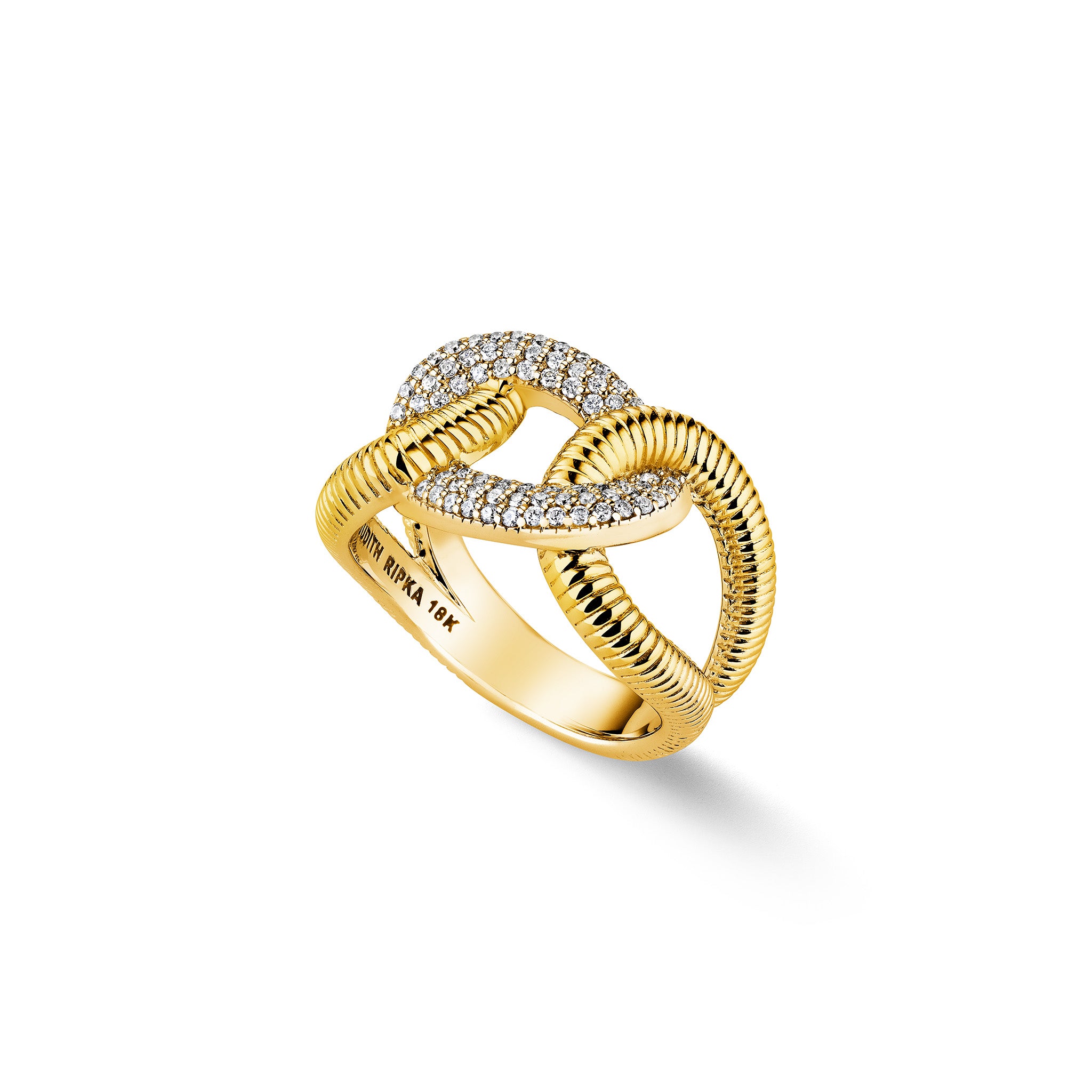 Eternity Interlocking Link Ring with Diamonds in 18K