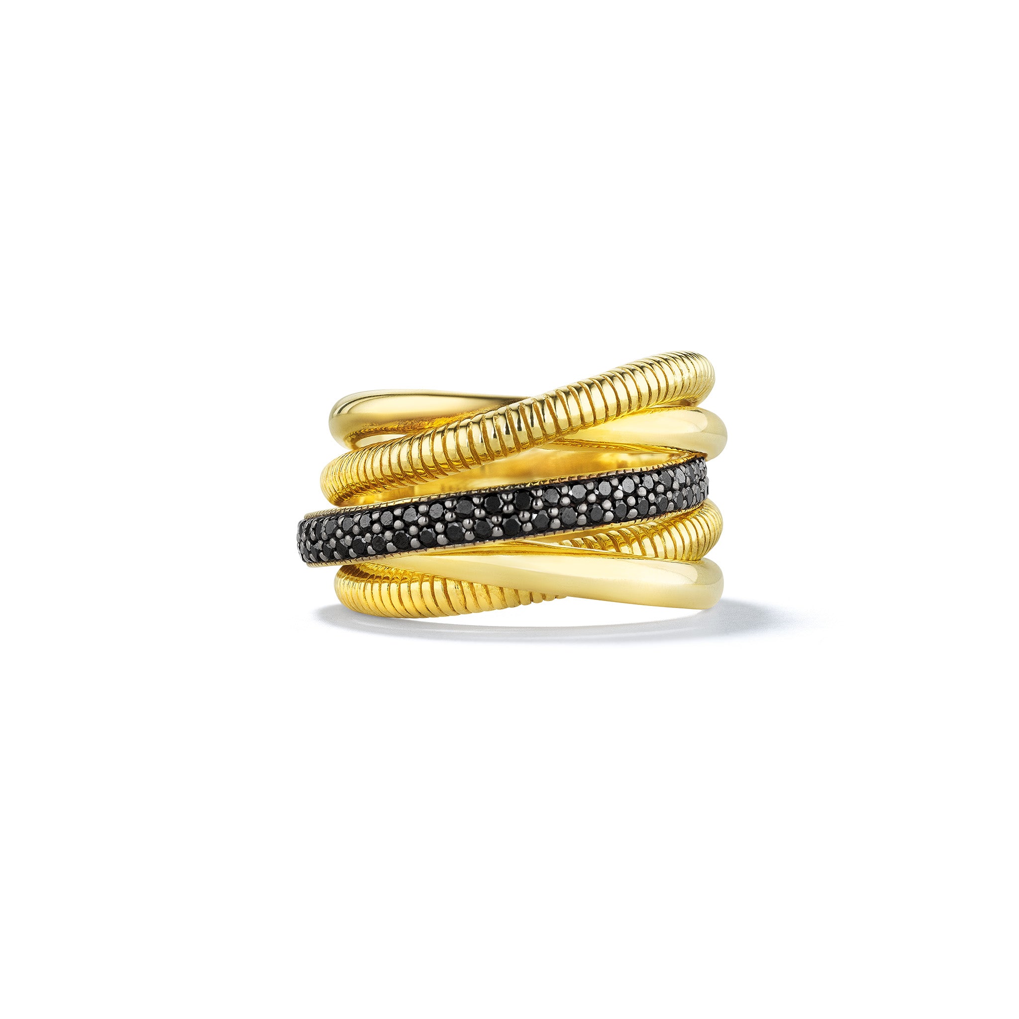 Eternity Five Band Highway Ring With Black Diamonds In 18K